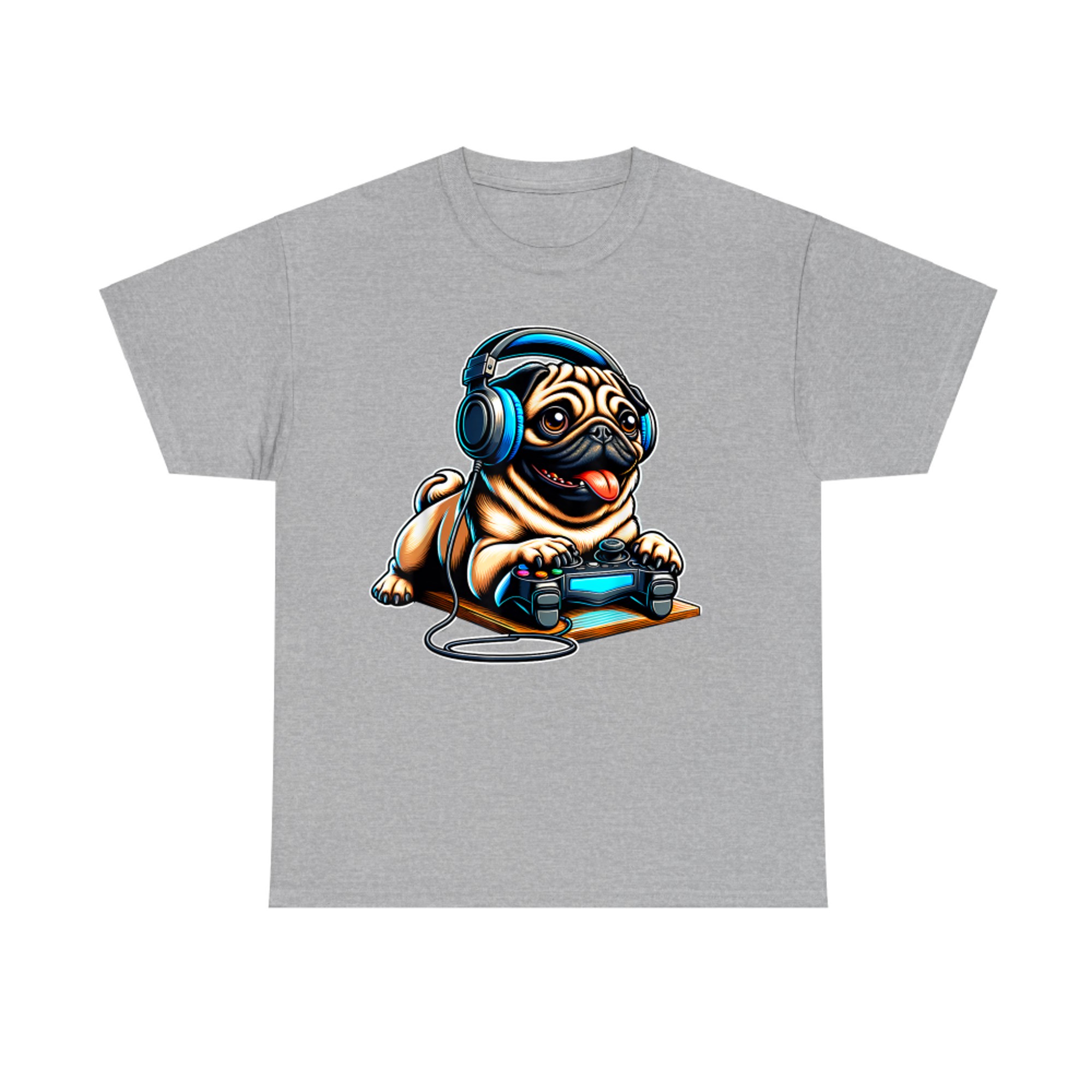 Pugs Dogs Playing Gamer Funny Pug Dog Breed Cute Puppies T-Shirt