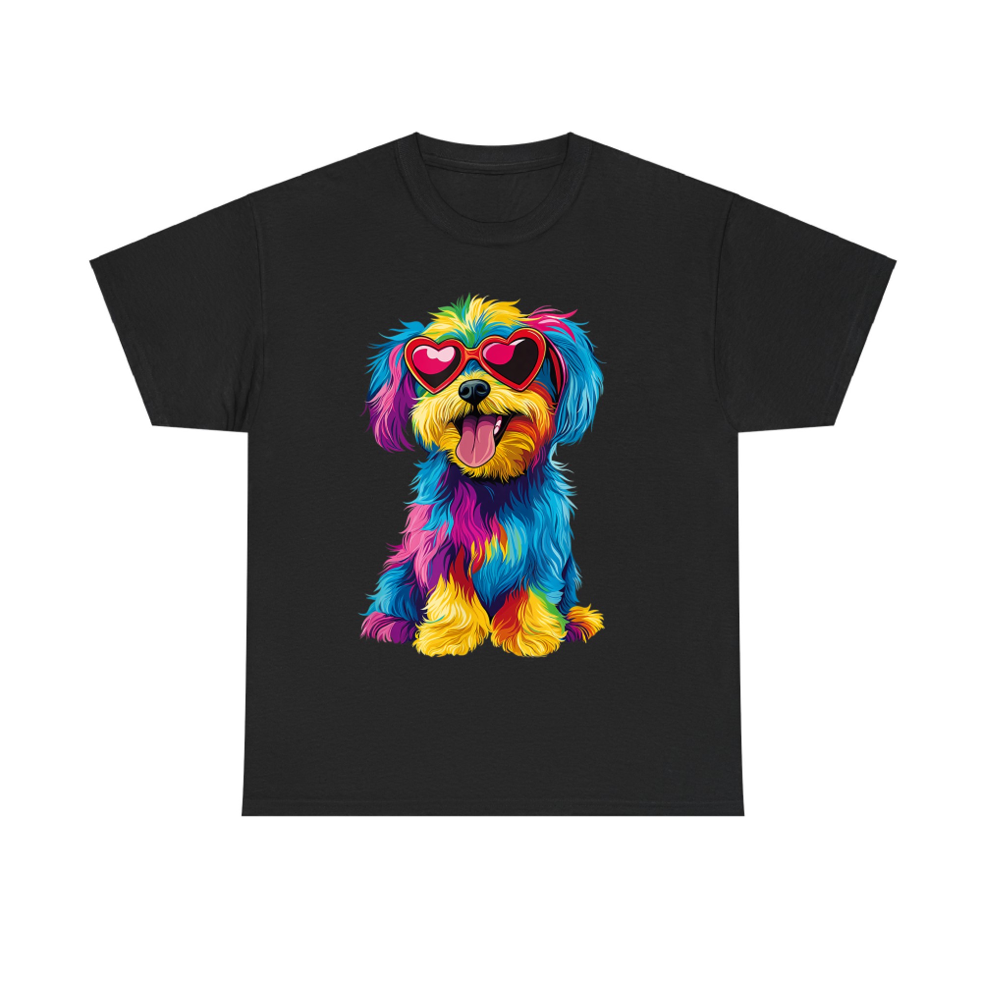 Rainbow Cute Dog Wearing Glasses Heart Puppy Love Dog Funny T-Shirt
