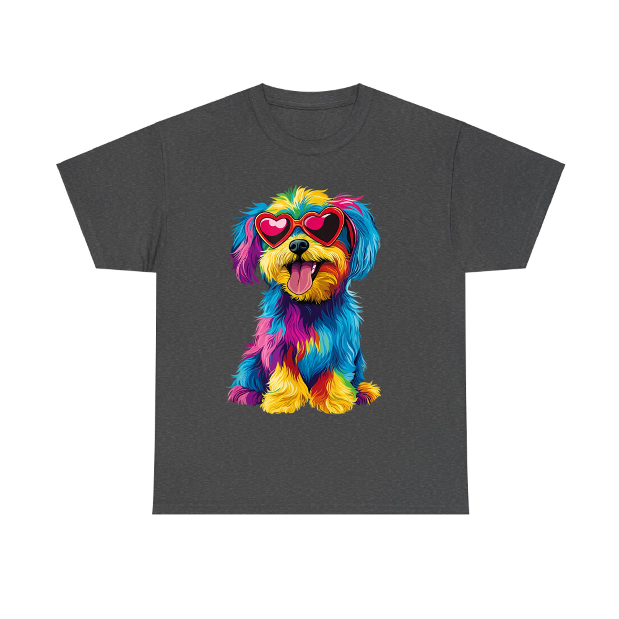 Rainbow Cute Dog Wearing Glasses Heart Puppy Love Dog Funny T-Shirt