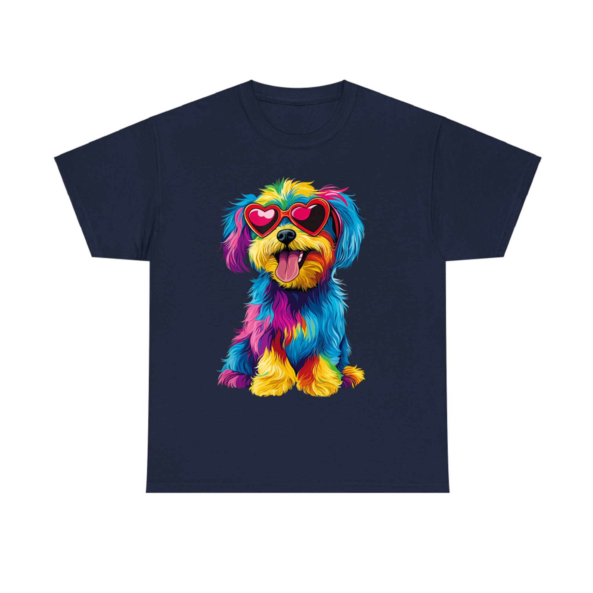 Rainbow Cute Dog Wearing Glasses Heart Puppy Love Dog Funny T-Shirt