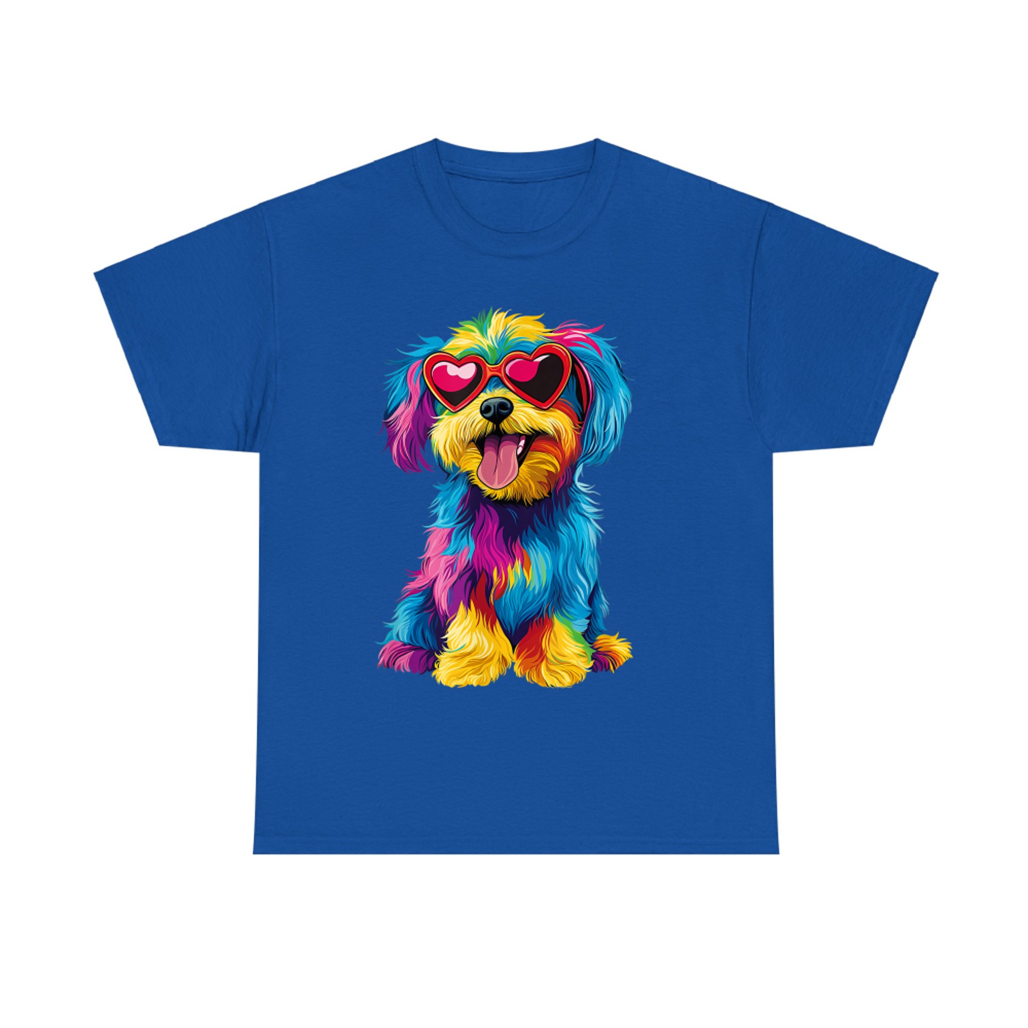 Rainbow Cute Dog Wearing Glasses Heart Puppy Love Dog Funny T-Shirt