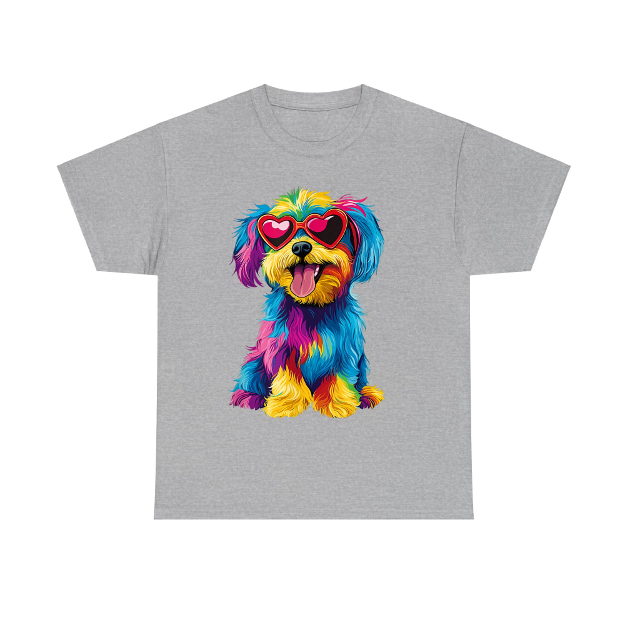 Rainbow Cute Dog Wearing Glasses Heart Puppy Love Dog Funny T-Shirt