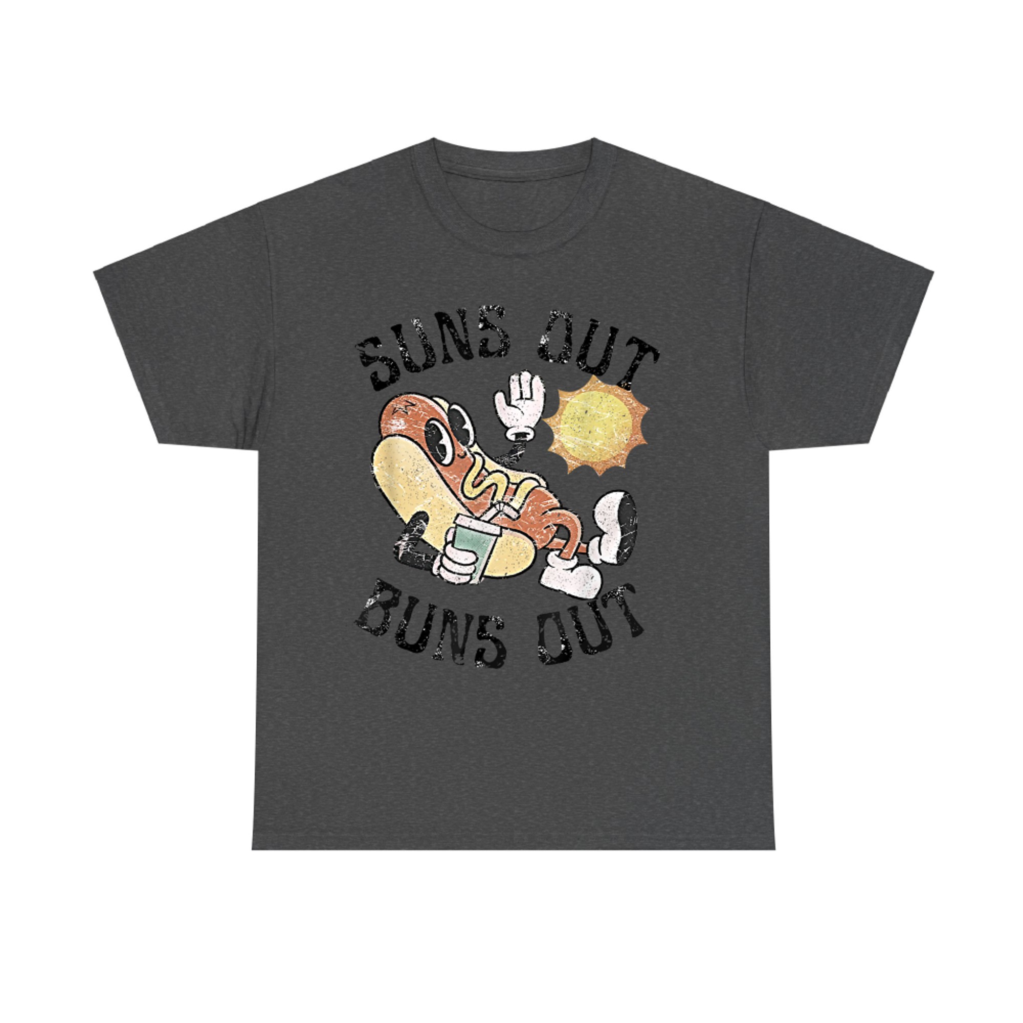 Suns Out Buns Out Retro Cute Hot Dog BBQ Fourth of July T-Shirt