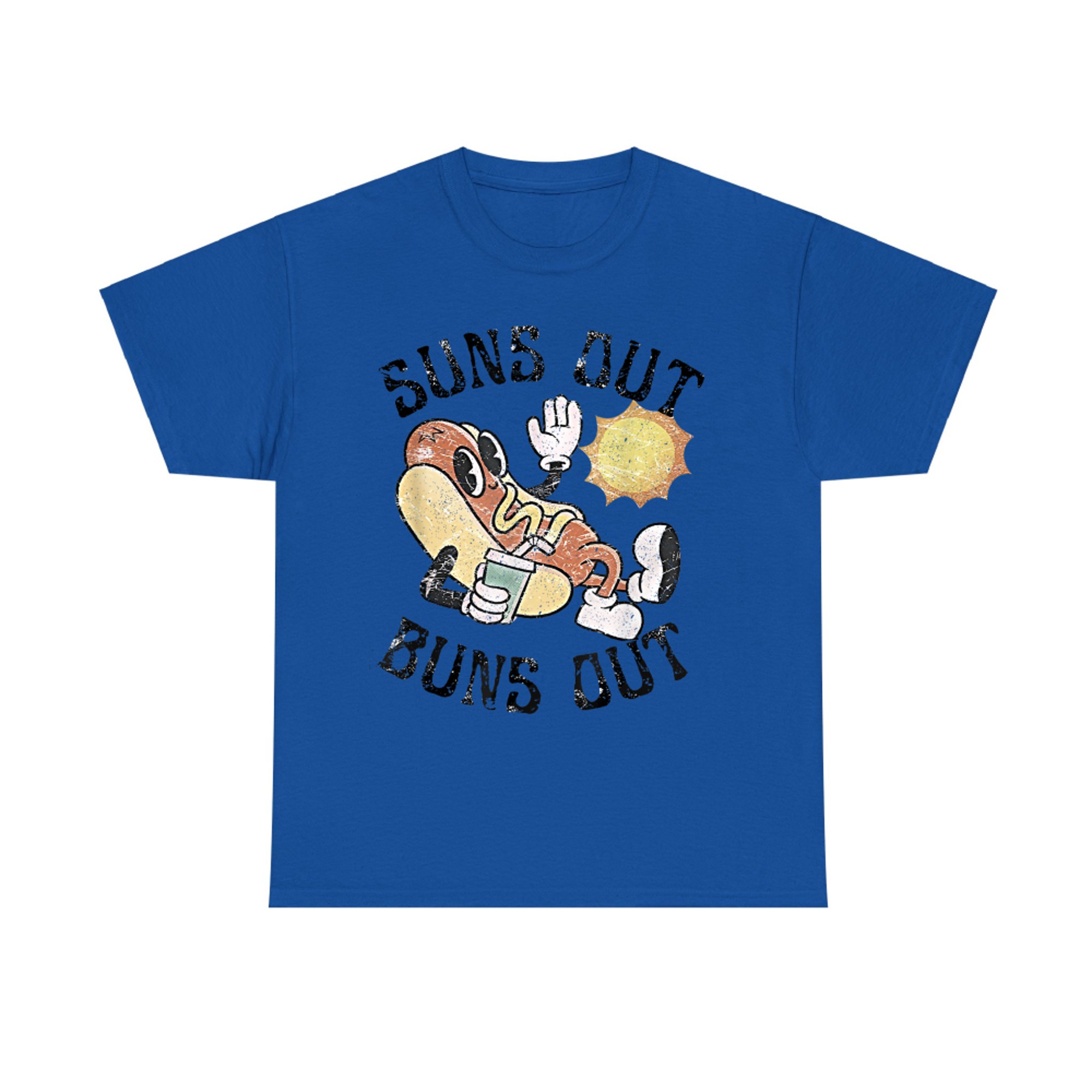 Suns Out Buns Out Retro Cute Hot Dog BBQ Fourth of July T-Shirt