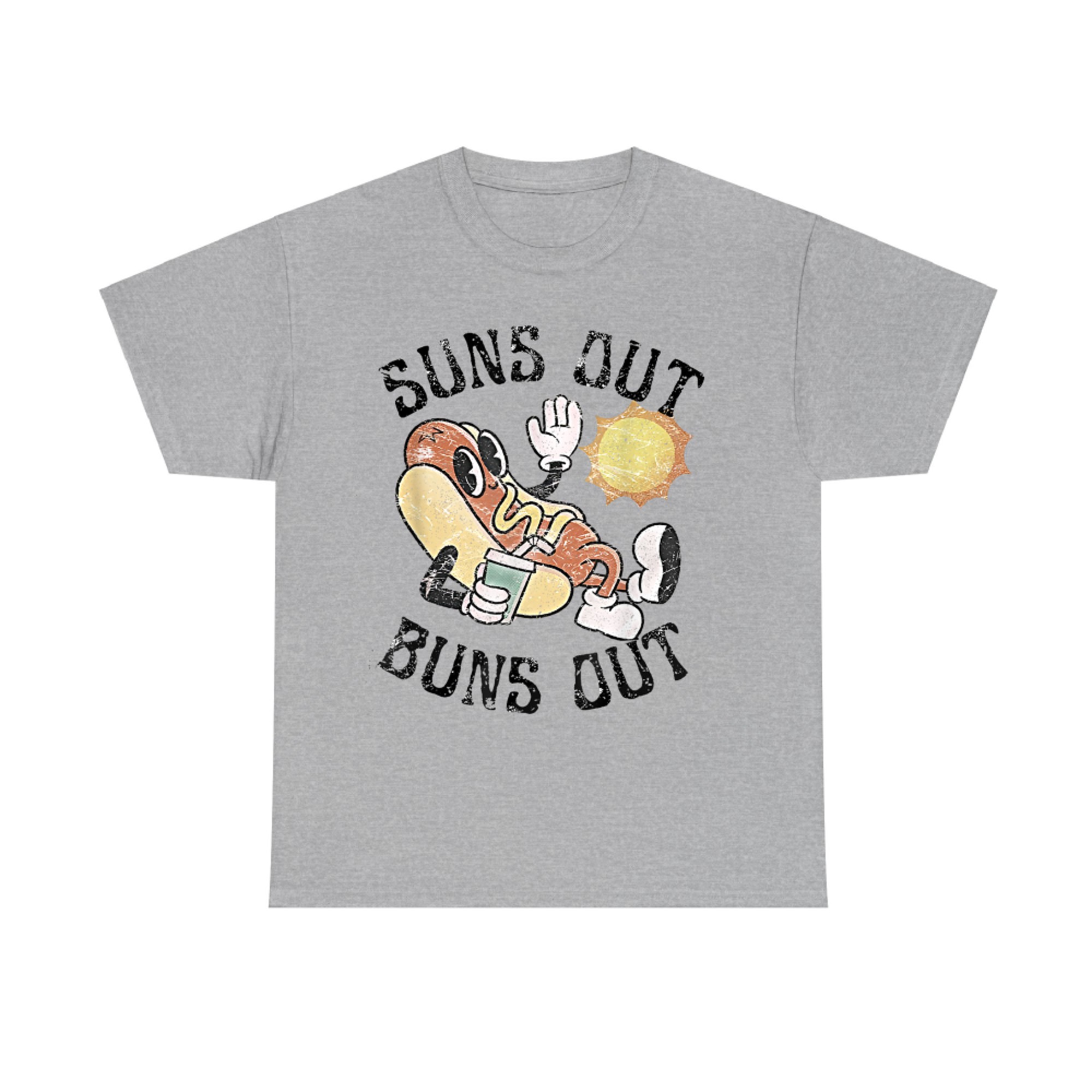 Suns Out Buns Out Retro Cute Hot Dog BBQ Fourth of July T-Shirt