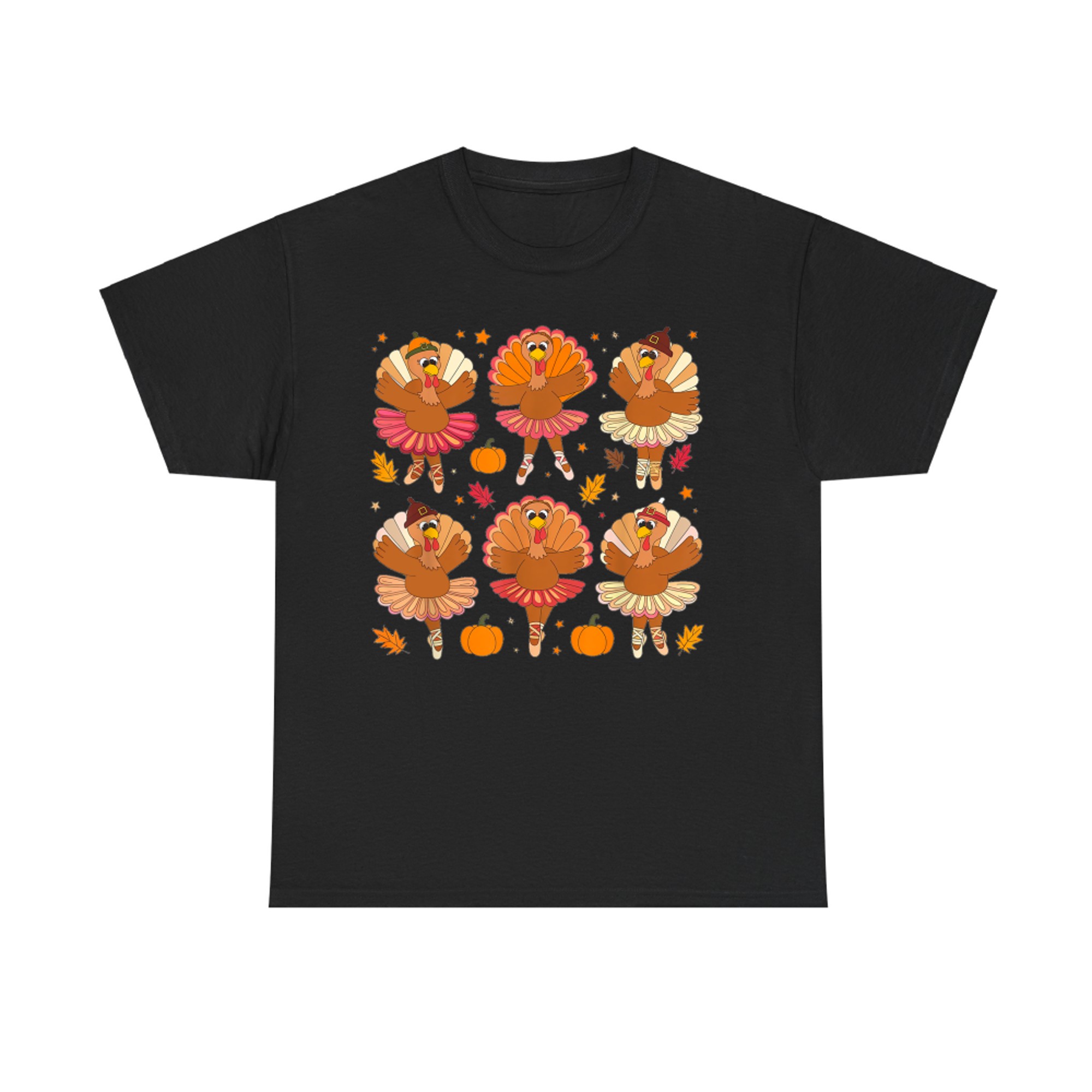 Autumn Ballerinas Dancing Cute Turkey Thanksgiving T-Shirt