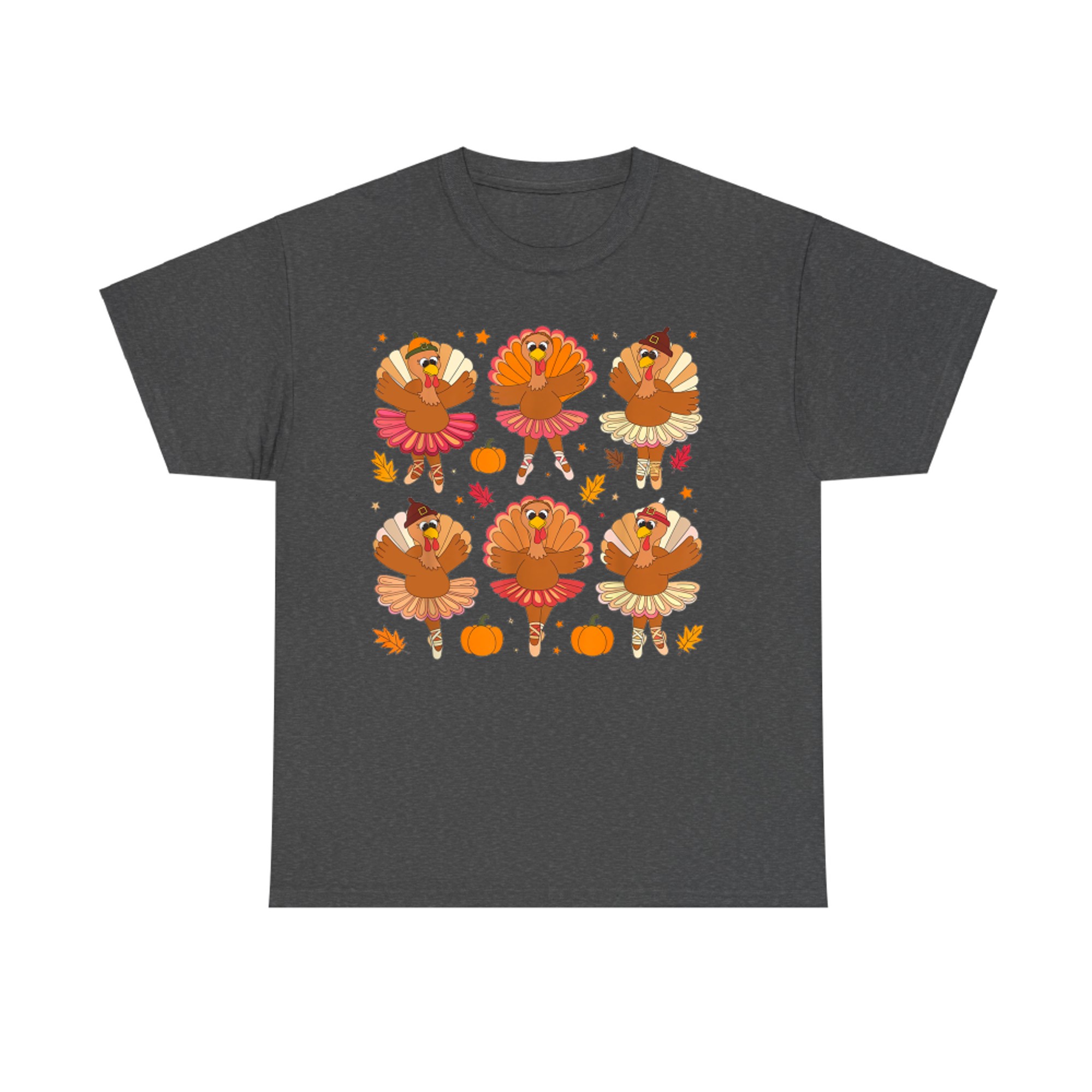 Autumn Ballerinas Dancing Cute Turkey Thanksgiving T-Shirt