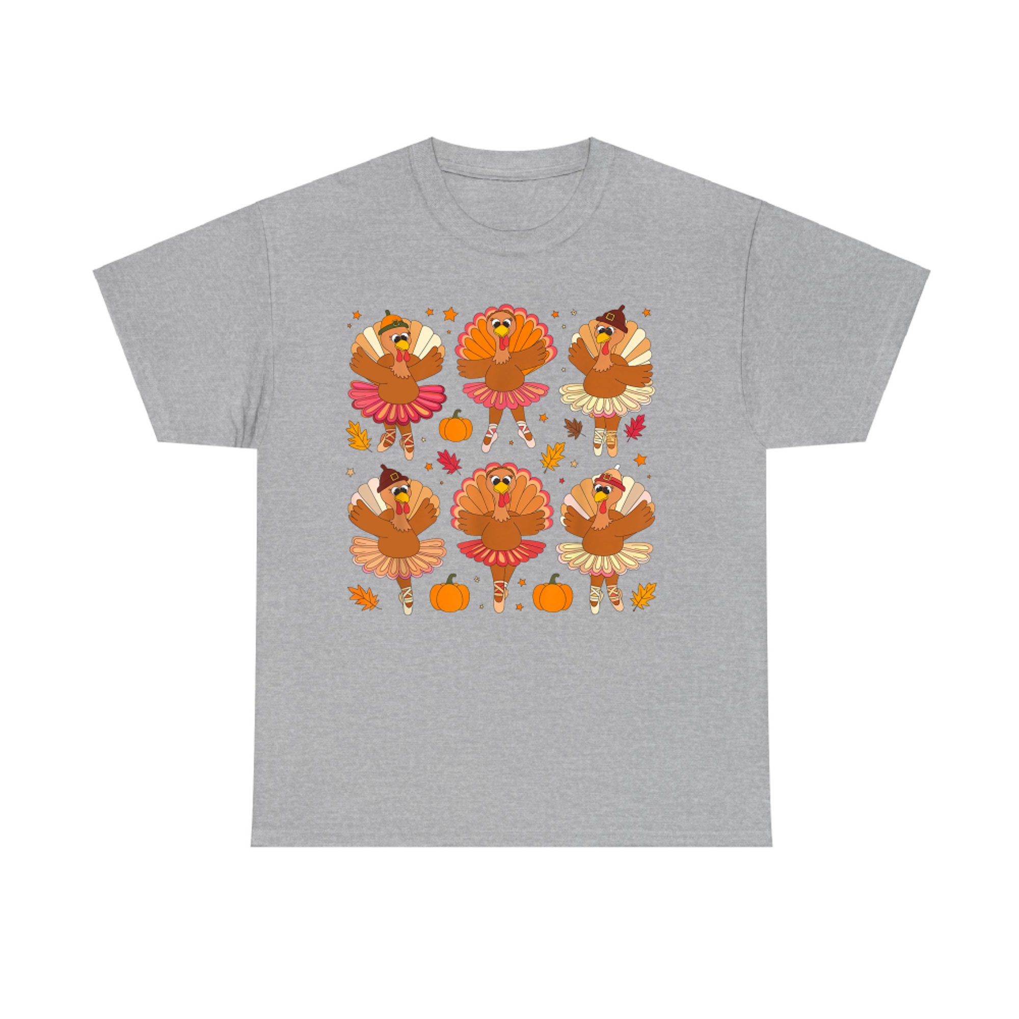 Autumn Ballerinas Dancing Cute Turkey Thanksgiving T-Shirt