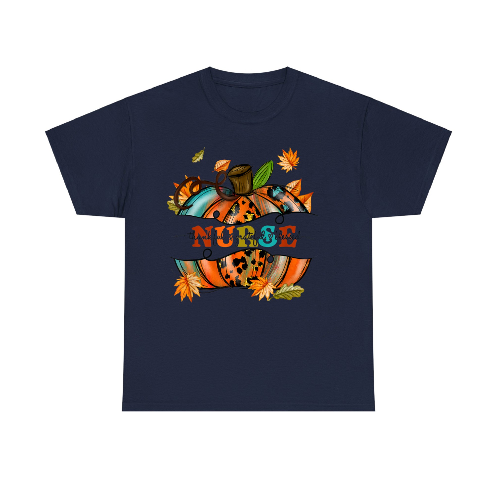Autumn Fall Nurse Thankful Grateful Blessed Pumpkin T-Shirt