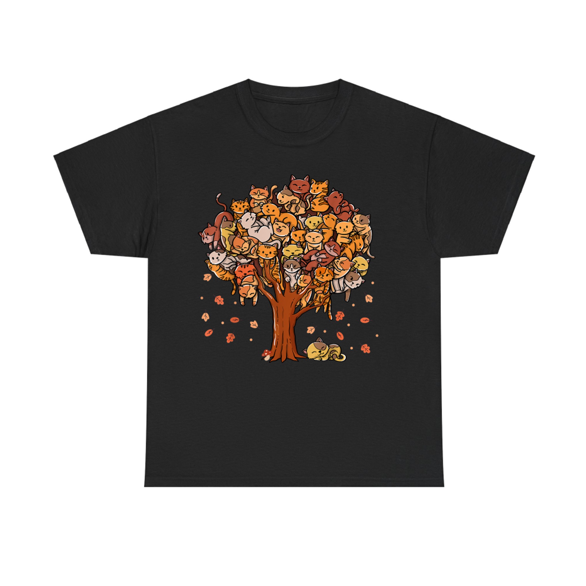 Autumn Tree Kittens Family Of Cats Fall Season Leaves T-Shirt