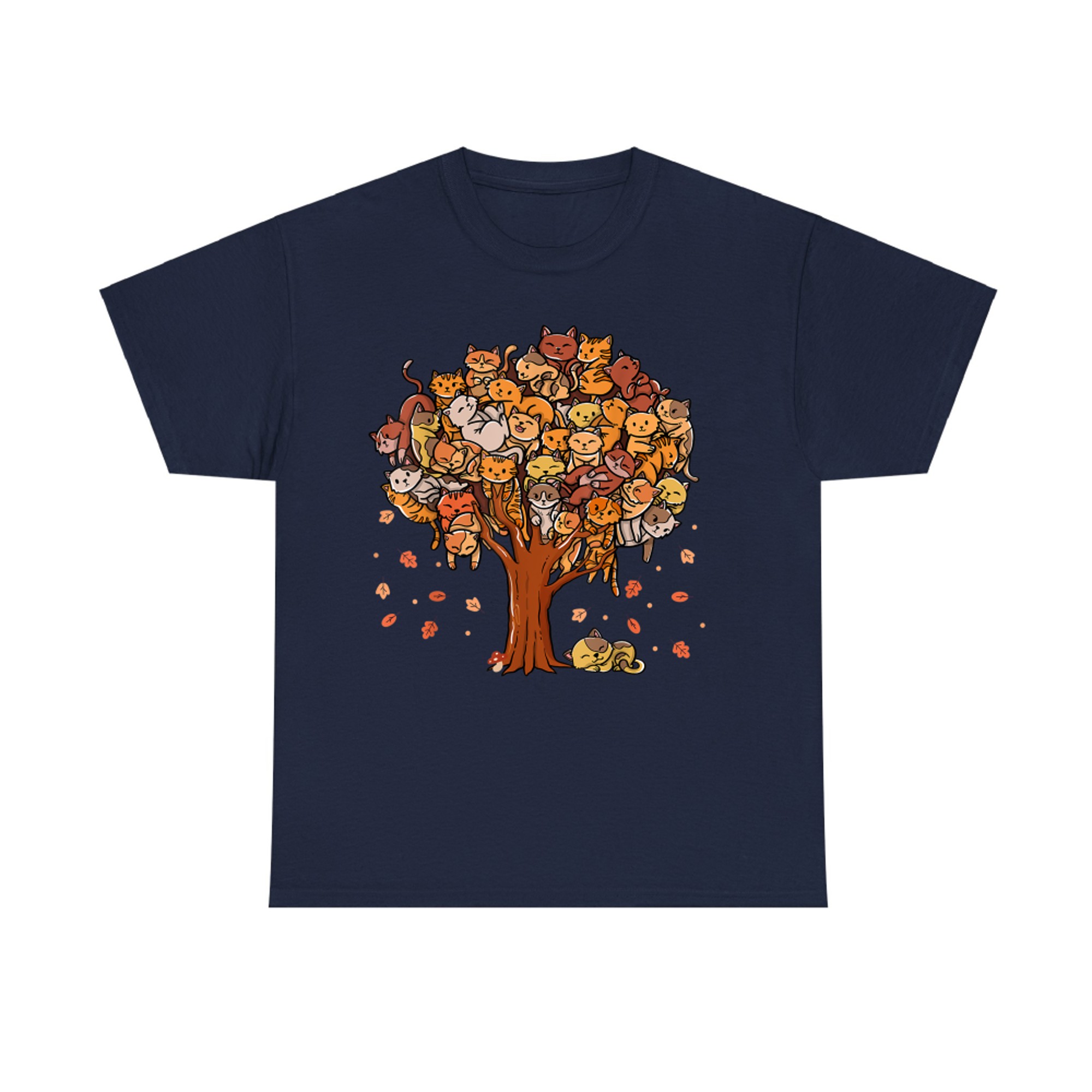 Autumn Tree Kittens Family Of Cats Fall Season Leaves T-Shirt