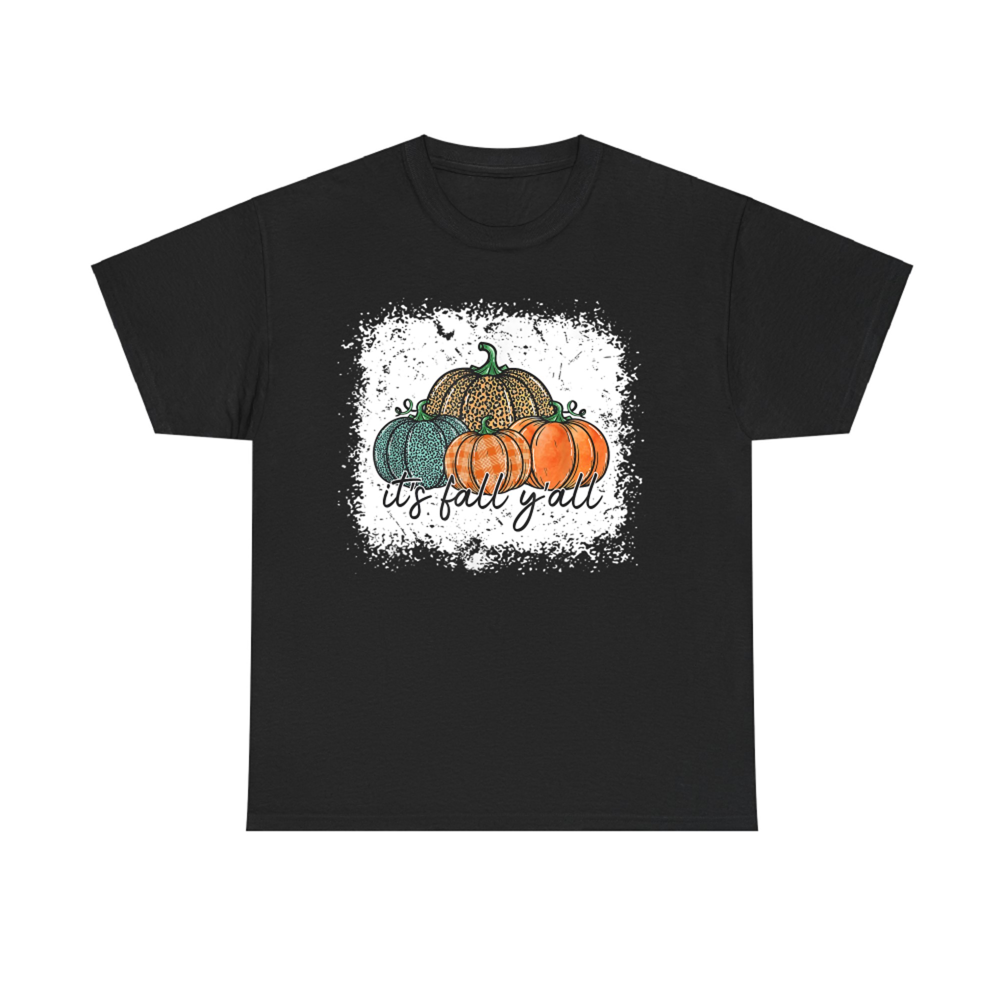 Bleached Leopard Pumpkin Autumn Its Fall Yall Thanksgiving T-Shirt