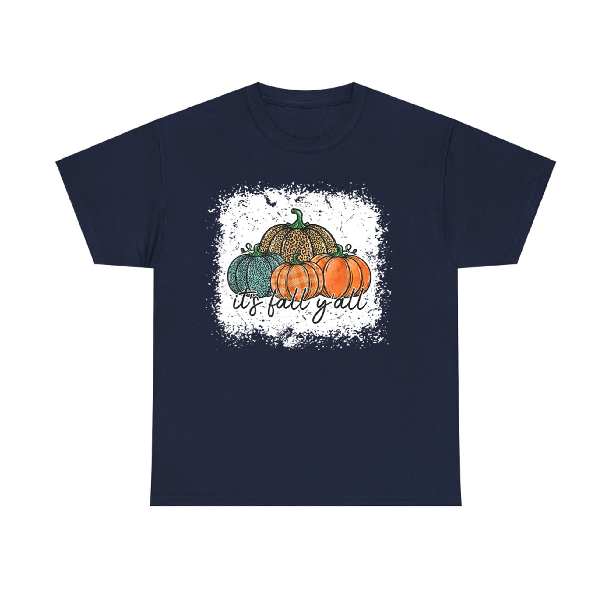 Bleached Leopard Pumpkin Autumn Its Fall Yall Thanksgiving T-Shirt