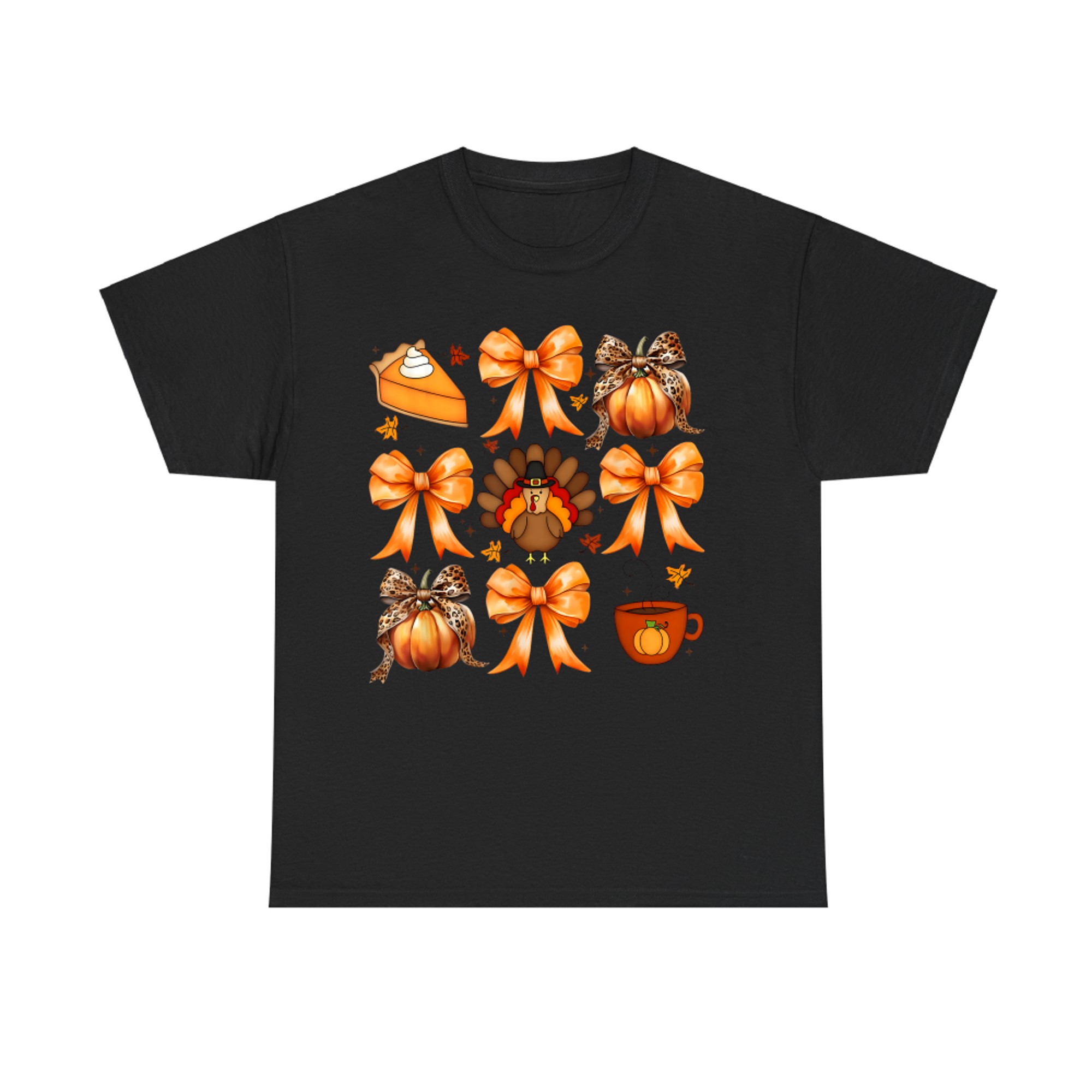 Coquette Bow Pumpkin Pie Turkey Thanksgiving Autumn Fall T-Shirt