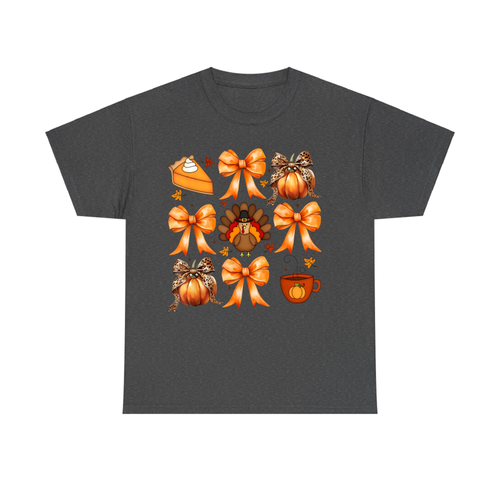 Coquette Bow Pumpkin Pie Turkey Thanksgiving Autumn Fall T-Shirt