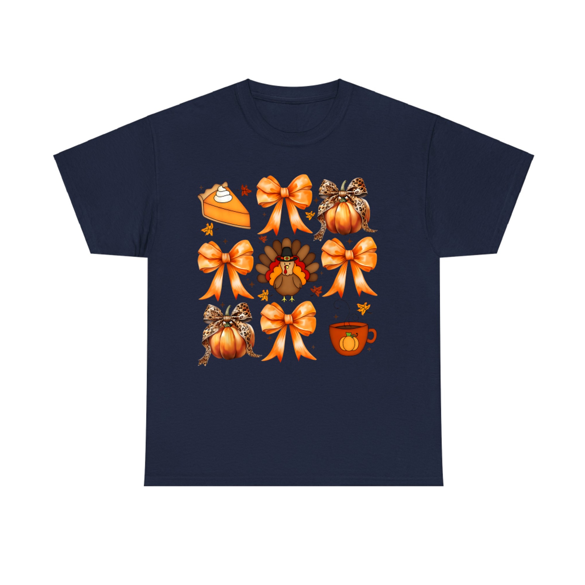 Coquette Bow Pumpkin Pie Turkey Thanksgiving Autumn Fall T-Shirt