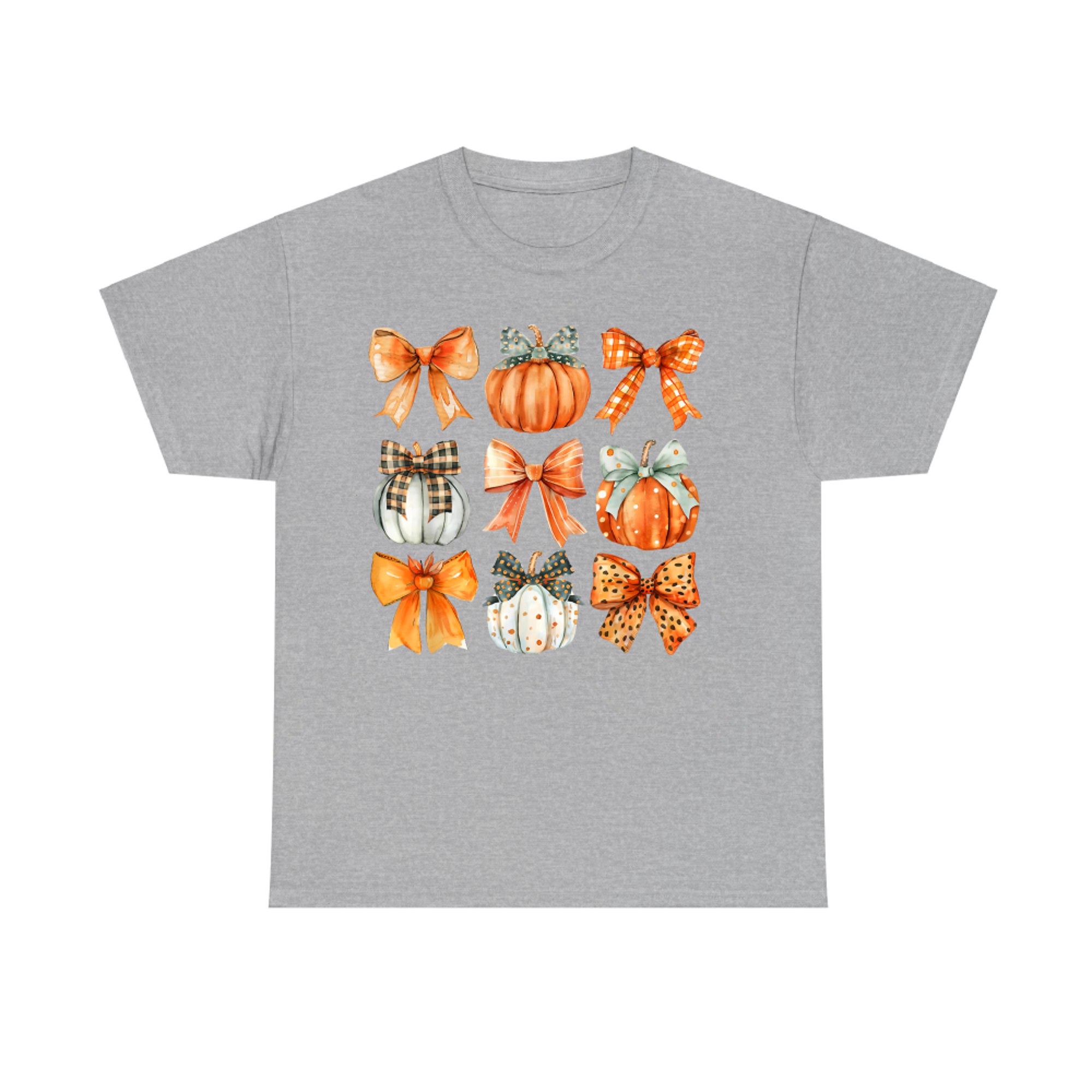 Coquette Bow Pumpkin Season Thanksgiving Autumn Fall Leaves T-Shirt