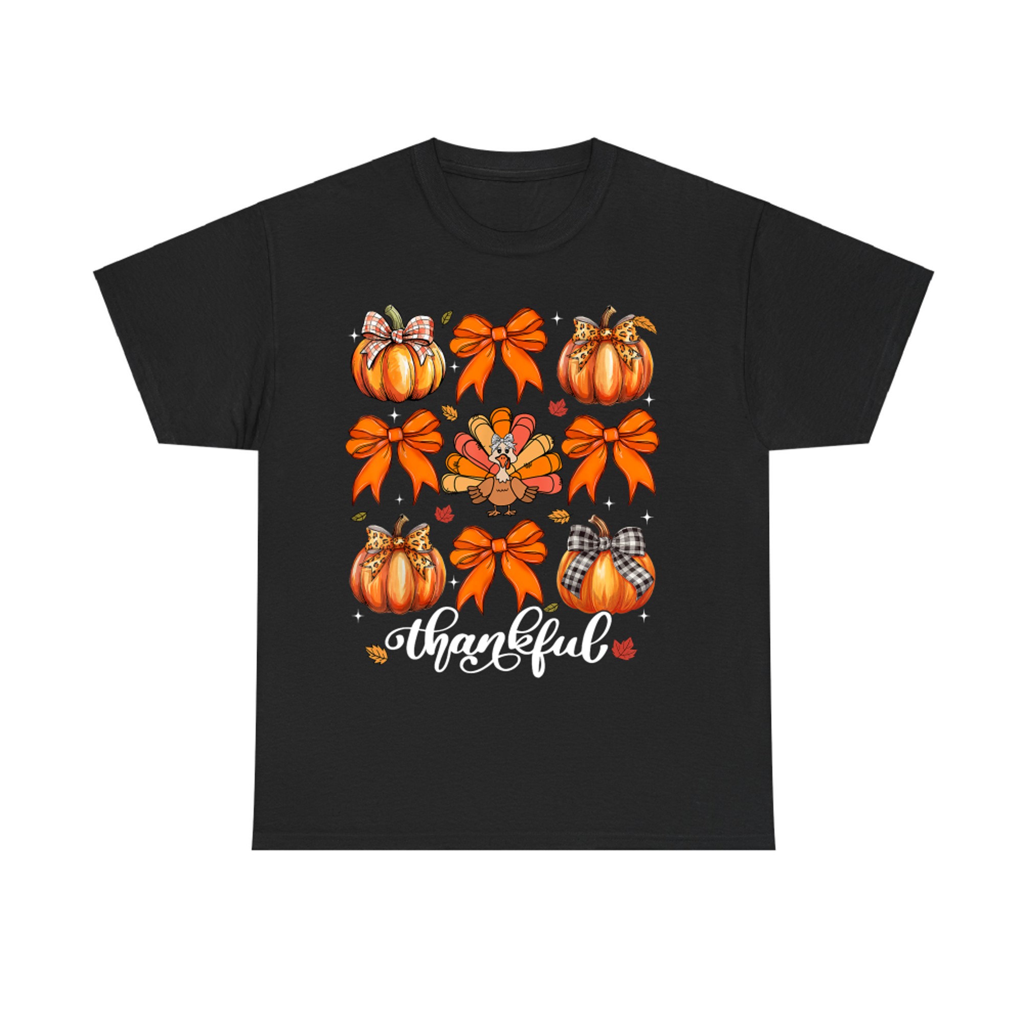 Coquette Bow Pumpkin Turkey Thanksgiving Autumn Fall T-Shirt