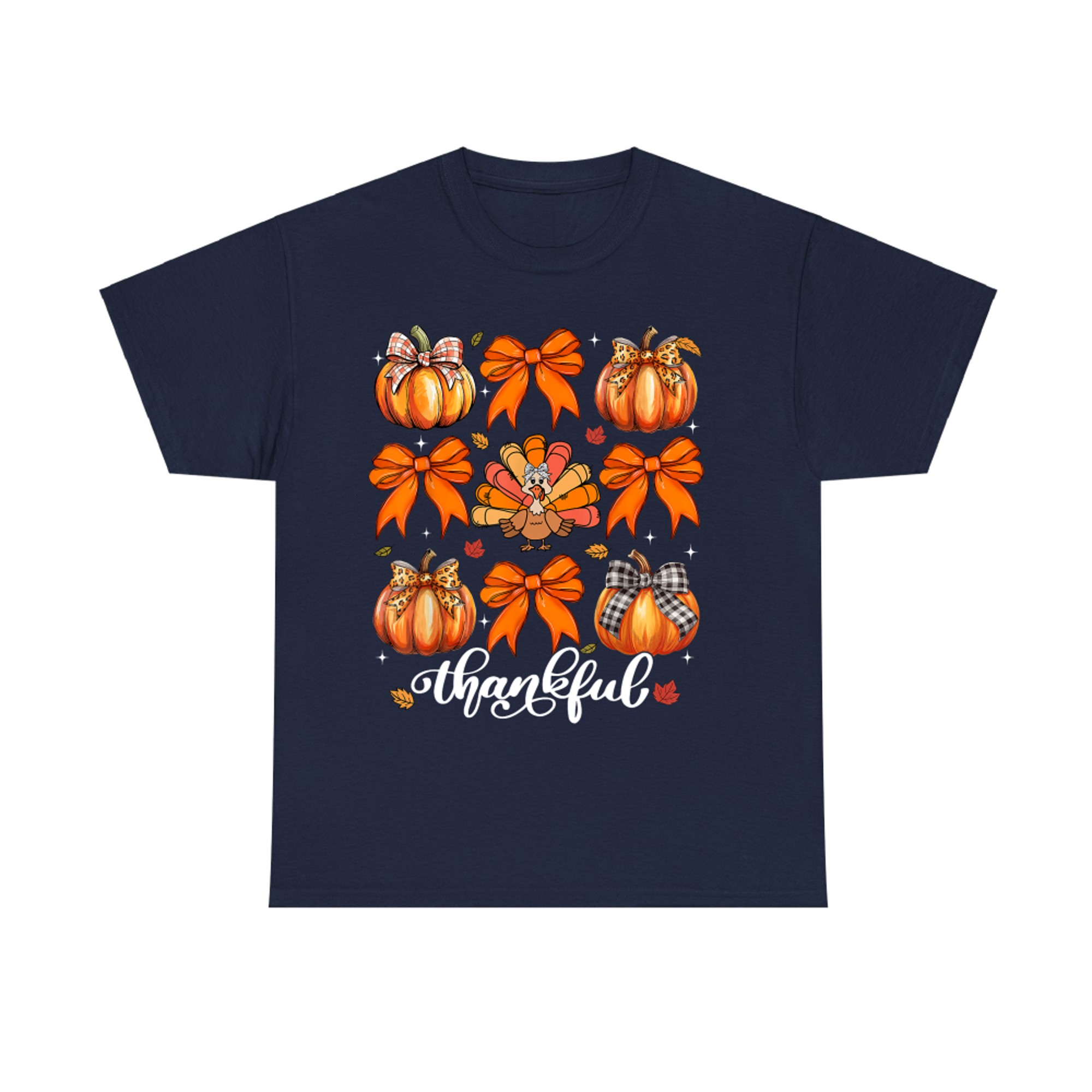 Coquette Bow Pumpkin Turkey Thanksgiving Autumn Fall T-Shirt