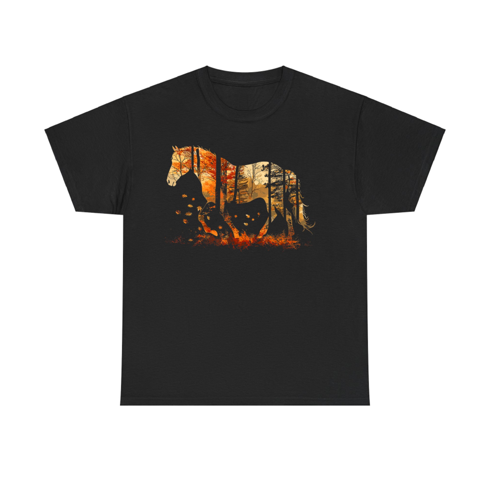 Cute Horse Lover Autumn Leaves Pony Animal Wildlife T-Shirt
