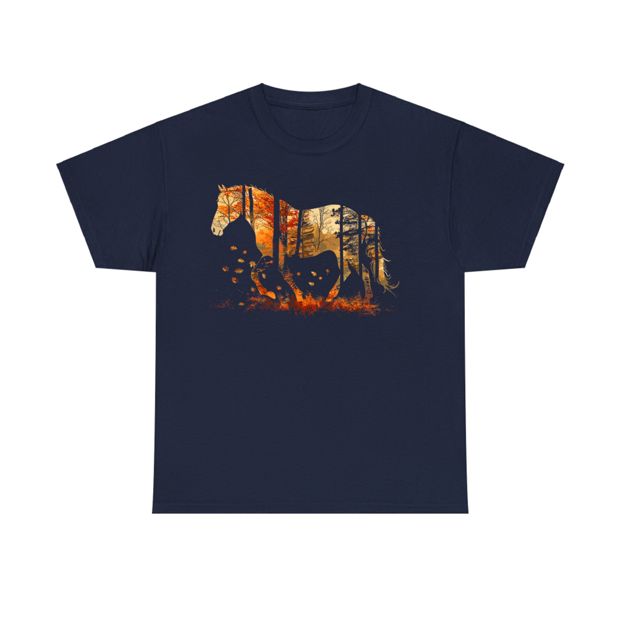 Cute Horse Lover Autumn Leaves Pony Animal Wildlife T-Shirt