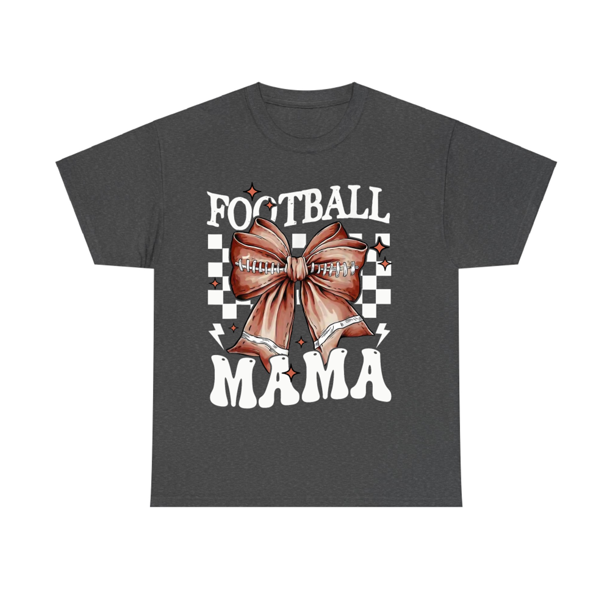 Football Mama Checkerboard Bow Game Day Fall Vibes T-Shirt