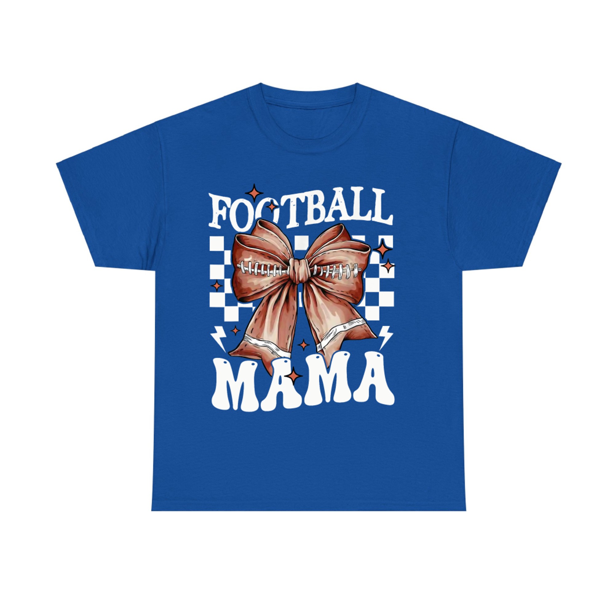 Football Mama Checkerboard Bow Game Day Fall Vibes T-Shirt