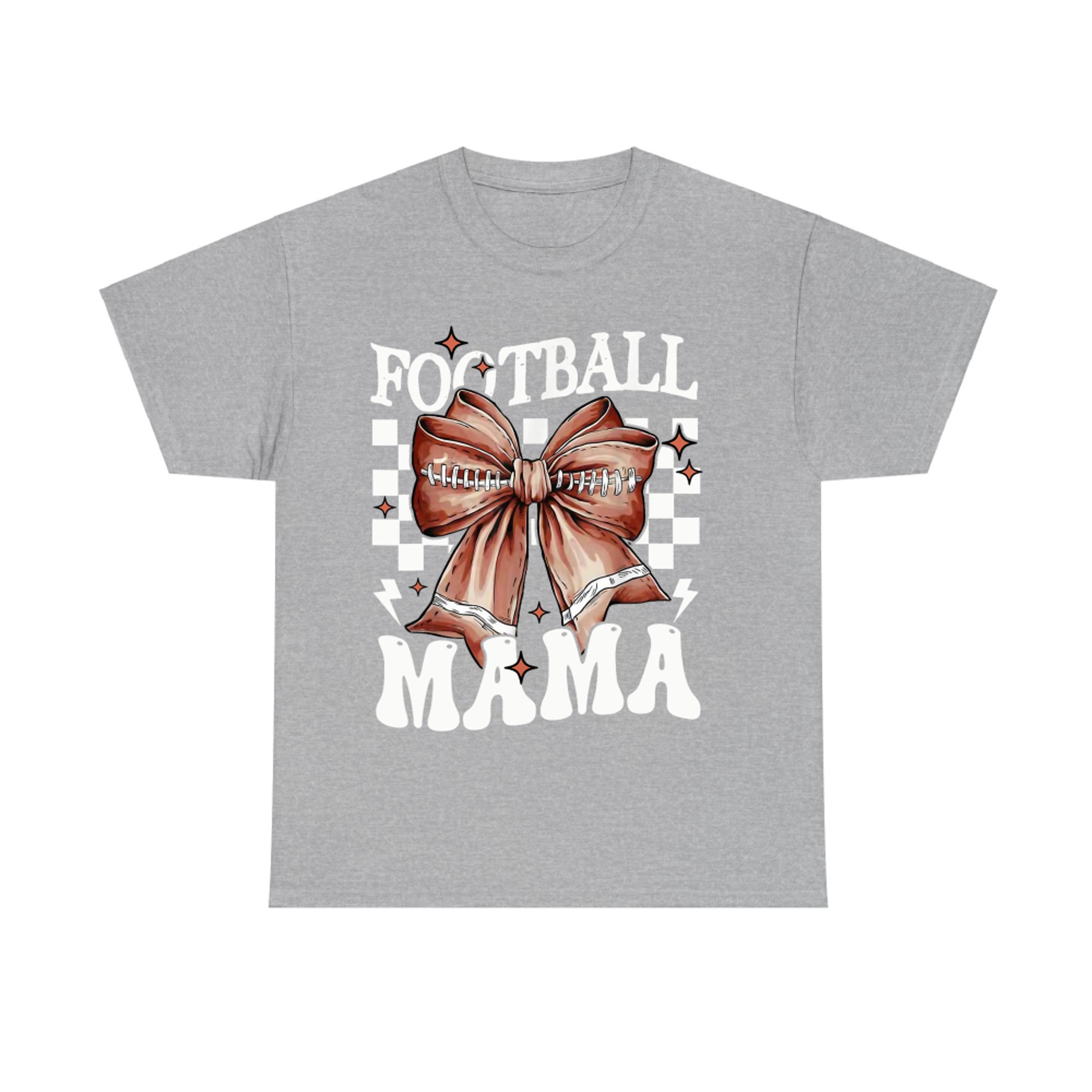 Football Mama Checkerboard Bow Game Day Fall Vibes T-Shirt