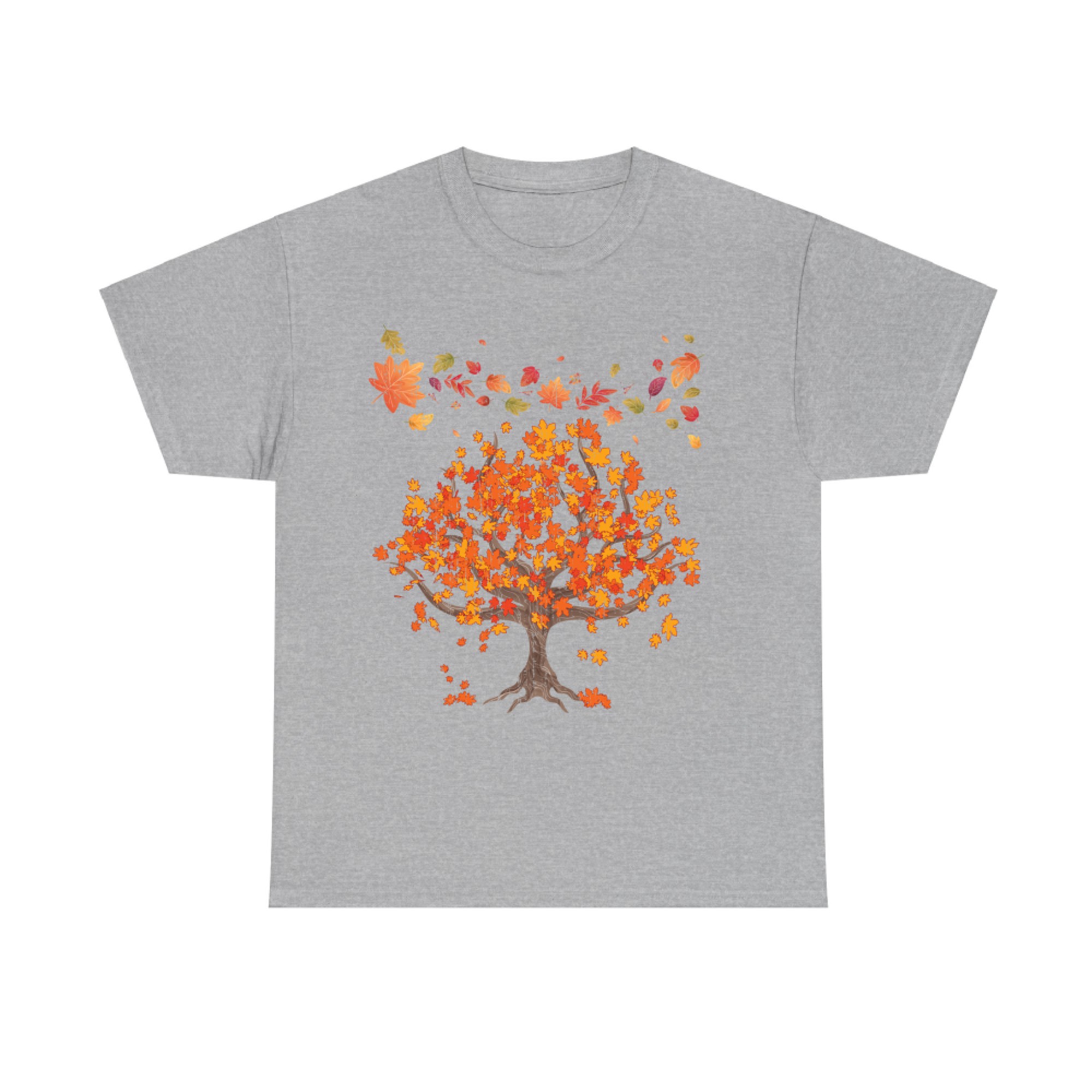 Autumn Tree With Falling Leaves Seasonal Nature Design T-Shirt