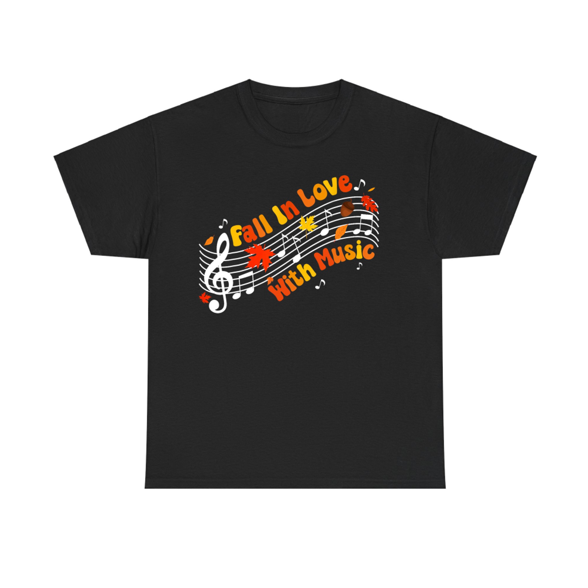 Fall In Love With Music Autumn Thanksgiving Teacher T-Shirt