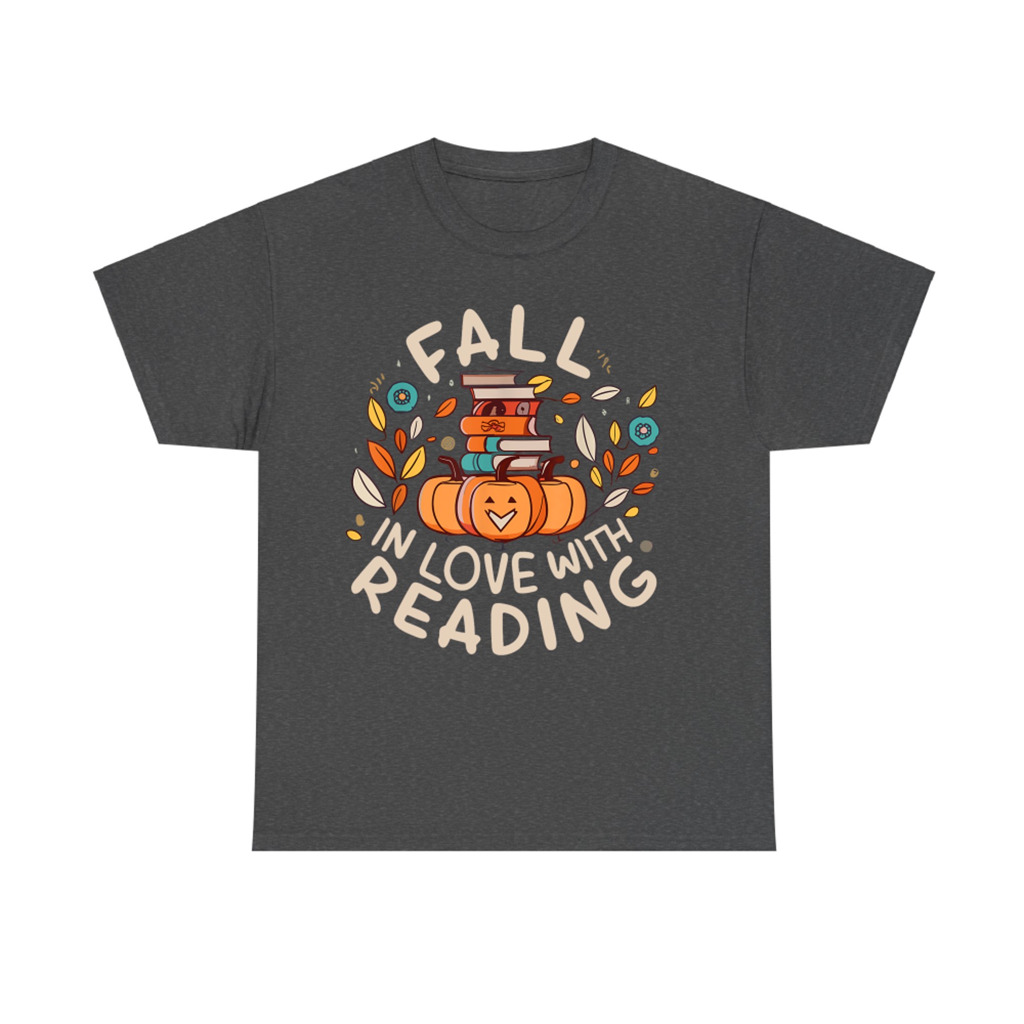 Fall In Love With Reading Book Autumn Pumpkins And Teachers T-Shirt