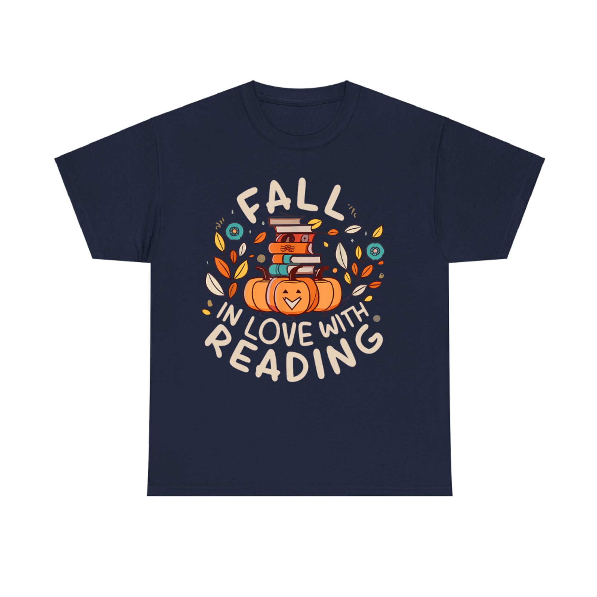 Fall In Love With Reading Book Autumn Pumpkins And Teachers T-Shirt