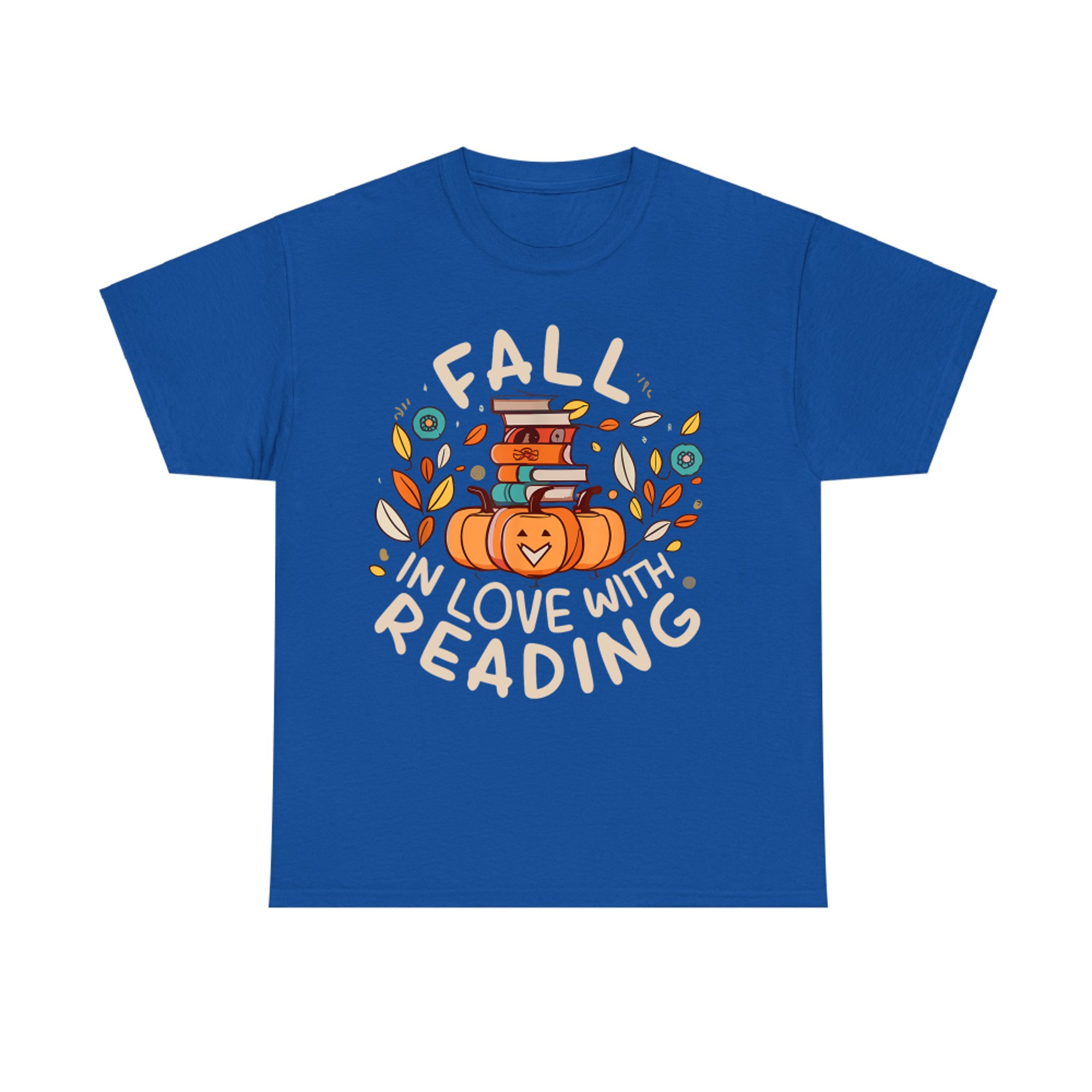 Fall In Love With Reading Book Autumn Pumpkins And Teachers T-Shirt