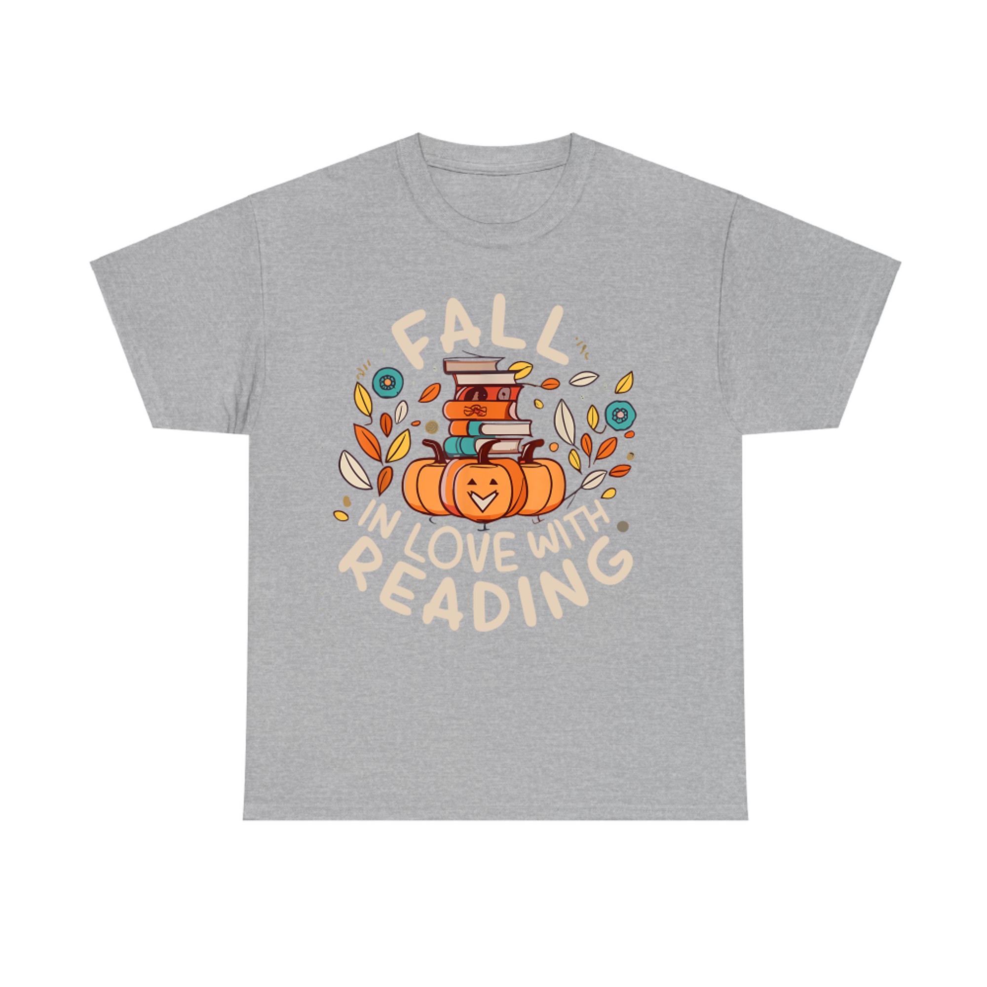 Fall In Love With Reading Book Autumn Pumpkins And Teachers T-Shirt