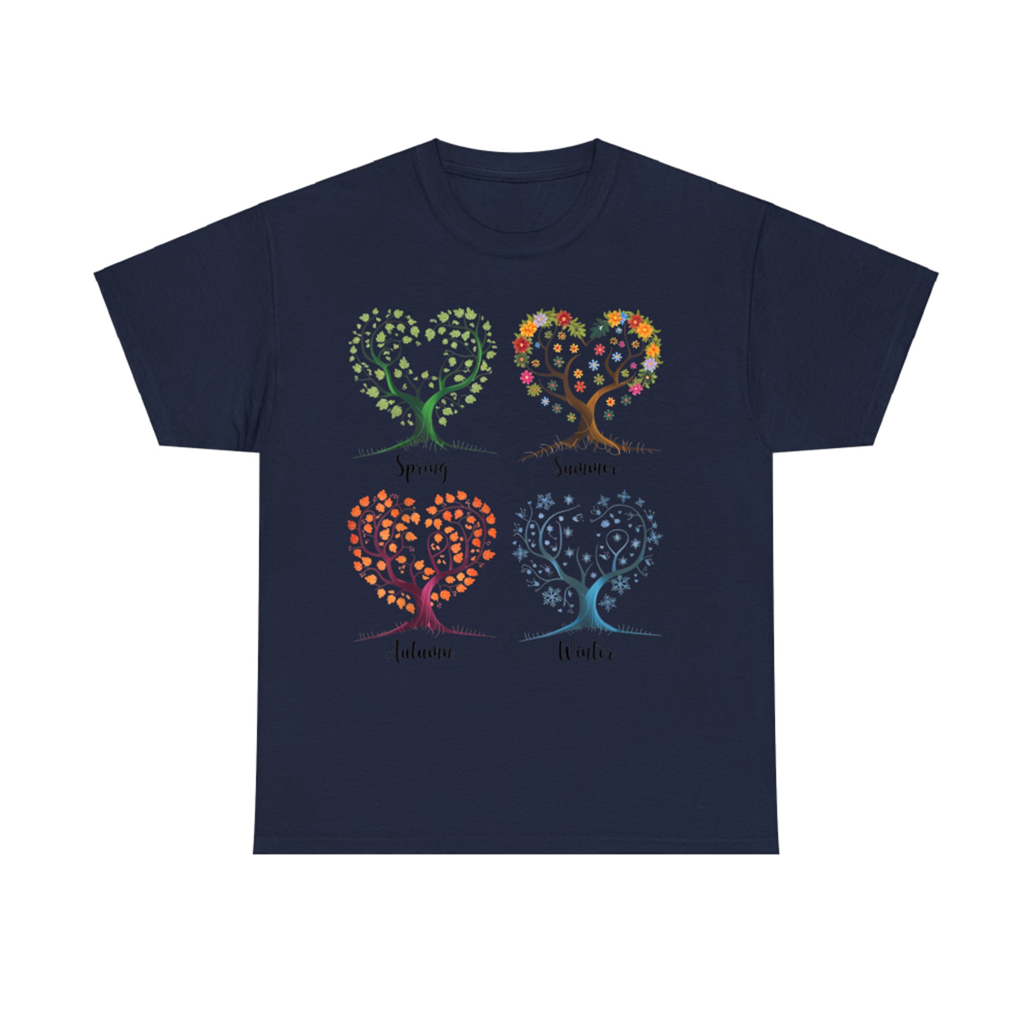 Four Seasons Tree of Life Heart Shaped Nature T-Shirt