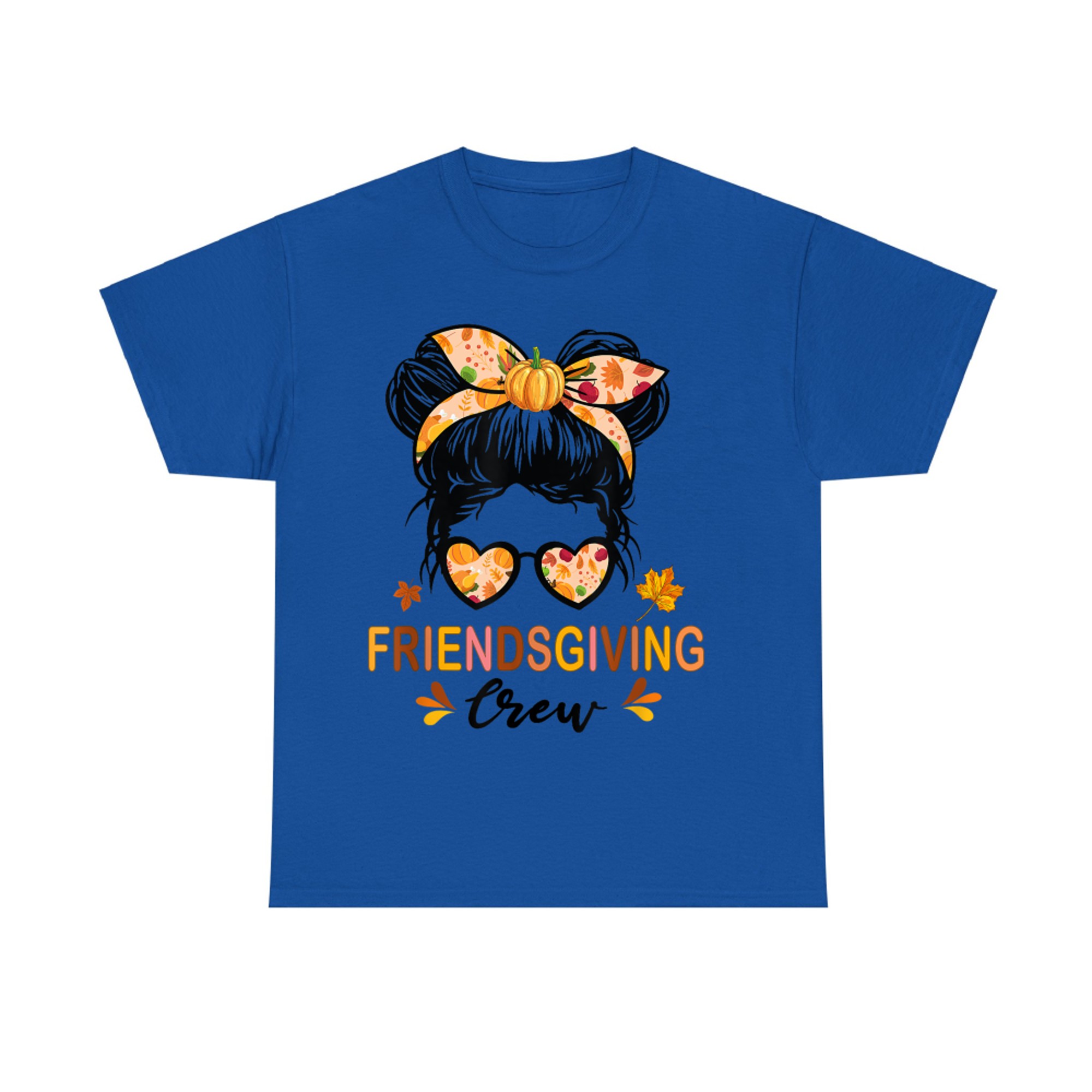 Friendsgiving Crew Thanksgiving Fall Autumn Messy Bun T-Shirt