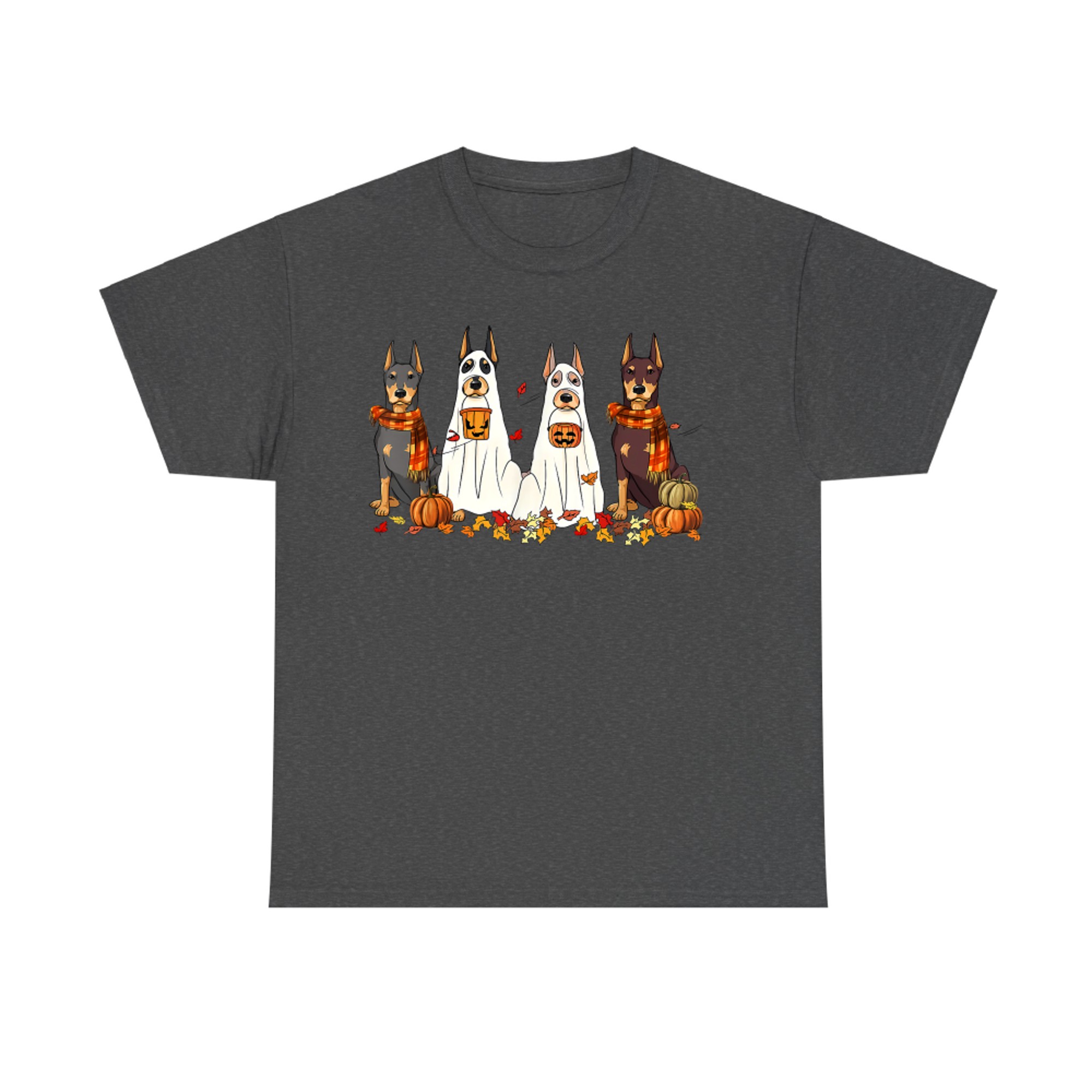 Funny Doberman Dog Ghost Fall Autumn Leaves Thanksgiving T-Shirt