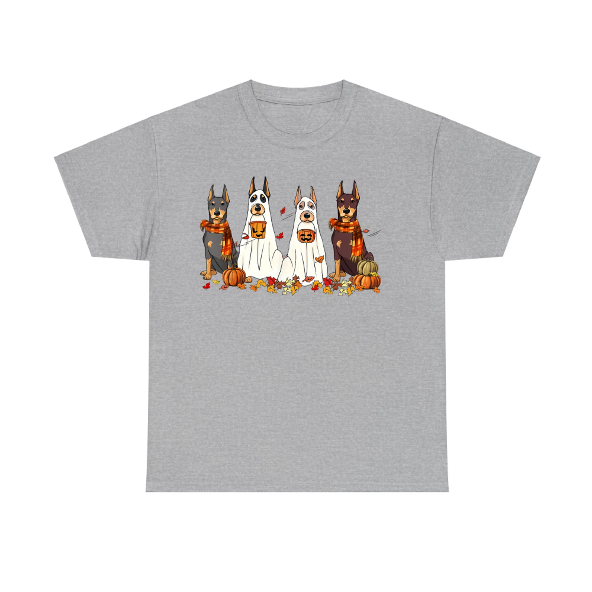 Funny Doberman Dog Ghost Fall Autumn Leaves Thanksgiving T-Shirt