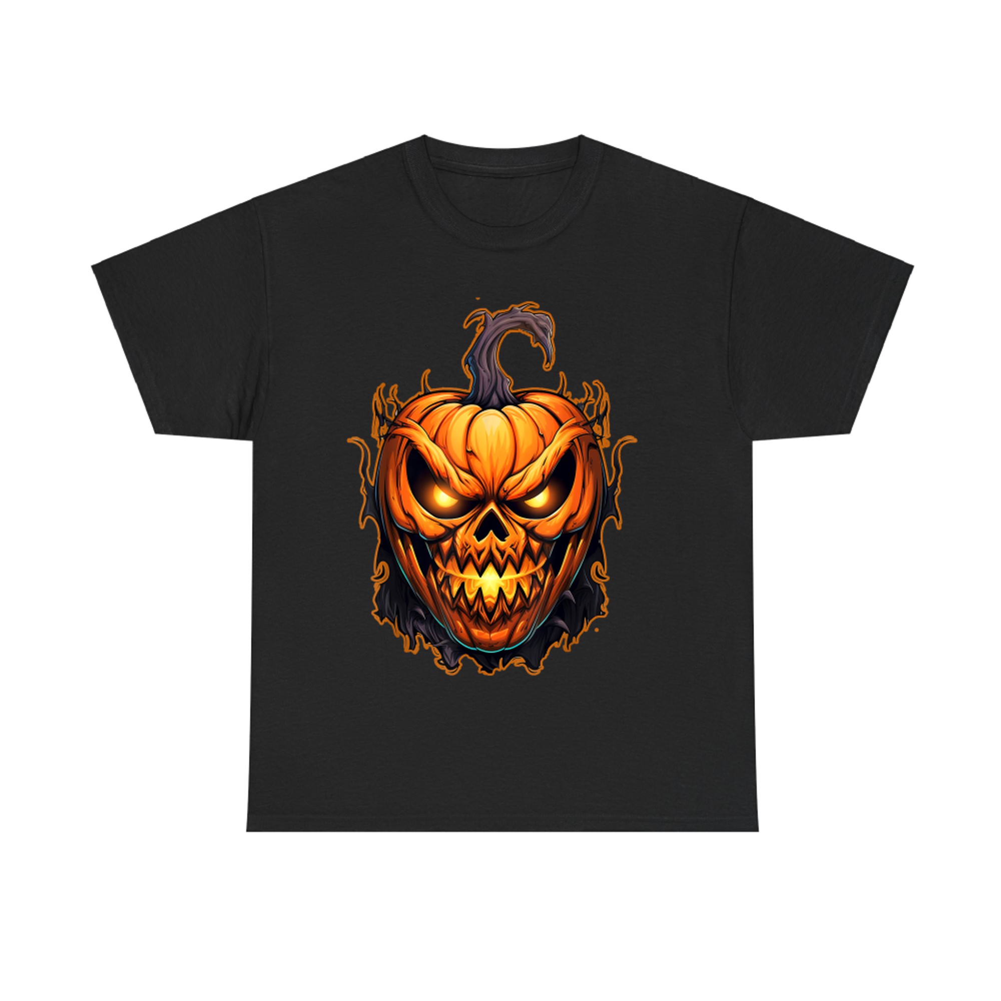 Funny Fall Autumn Scary Pumpkin Halloween Face Evil Jack O’Lantern T-Shirt