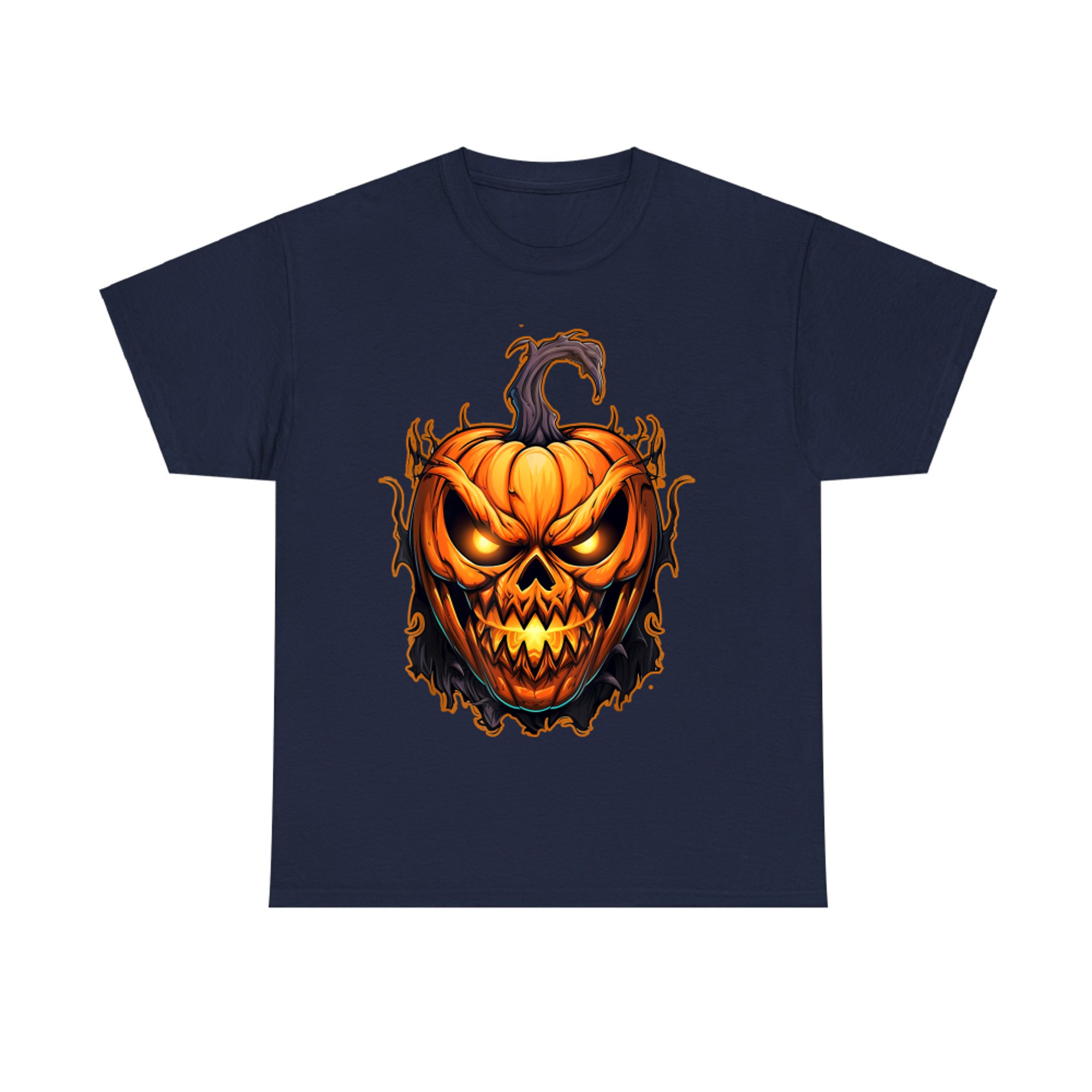 Funny Fall Autumn Scary Pumpkin Halloween Face Evil Jack O’Lantern T-Shirt