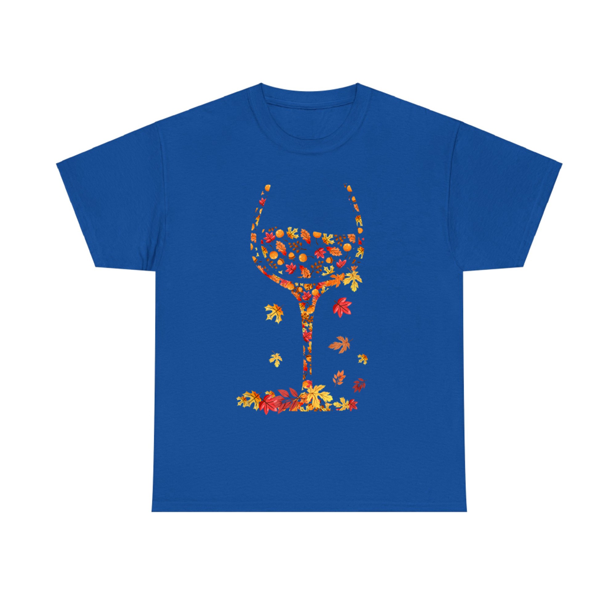 Glass of Wine Maple Leaf Autumn Fall Funny Drink Wine Lovers T-Shirt
