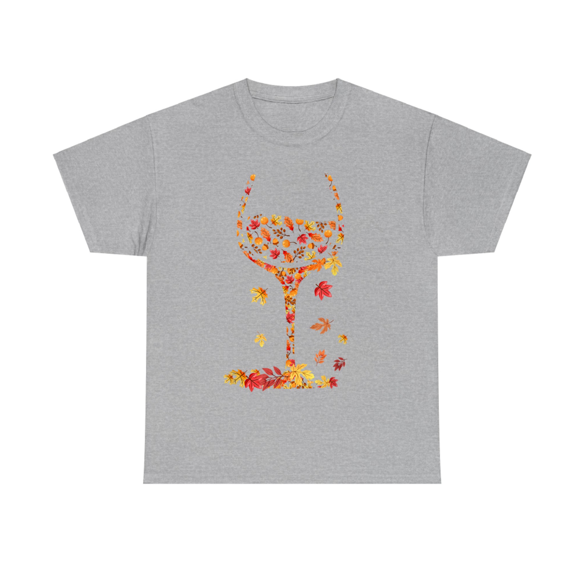 Glass of Wine Maple Leaf Autumn Fall Funny Drink Wine Lovers T-Shirt
