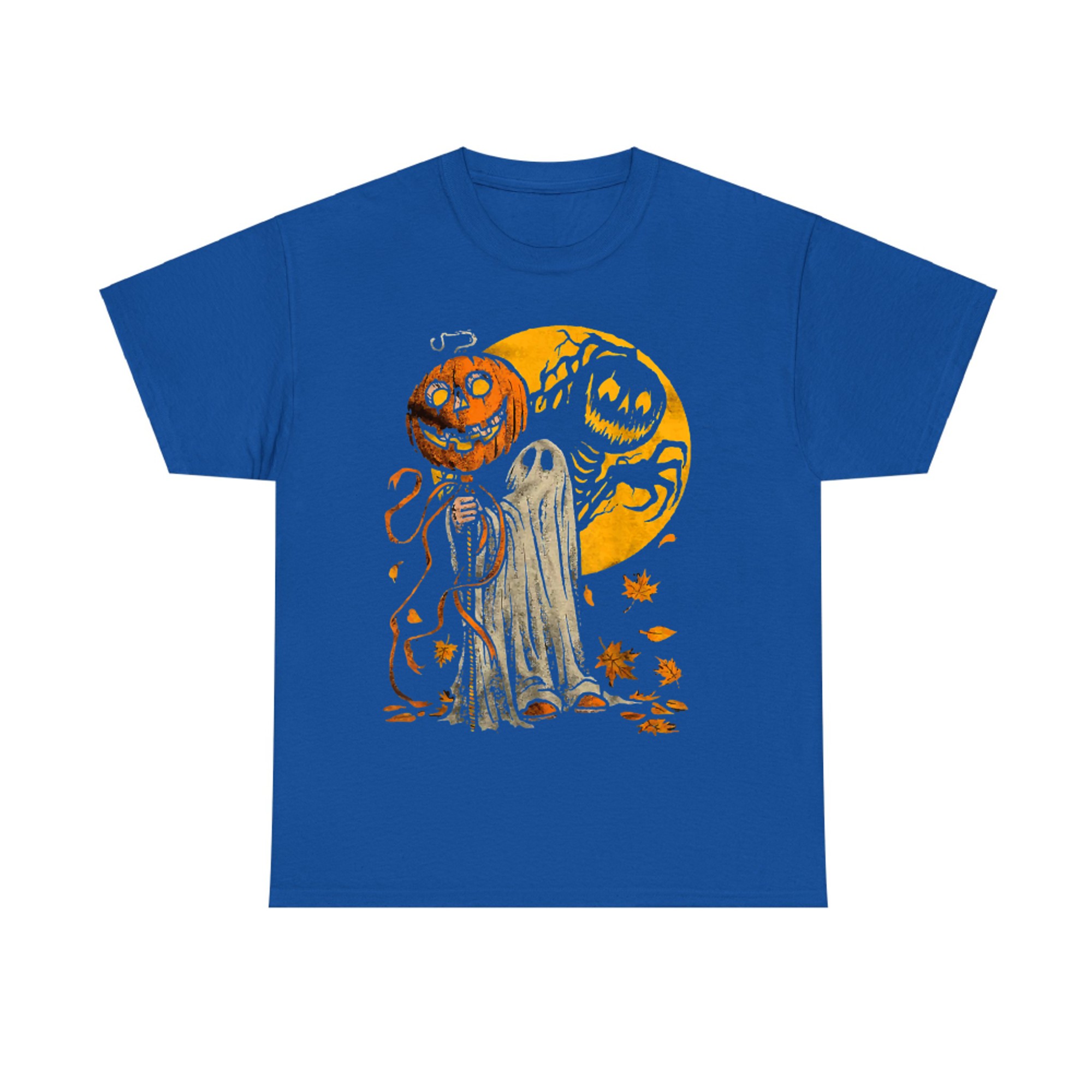 Halloween Pumpkin Ghost Autumn Leaves Graphic Art T-Shirt