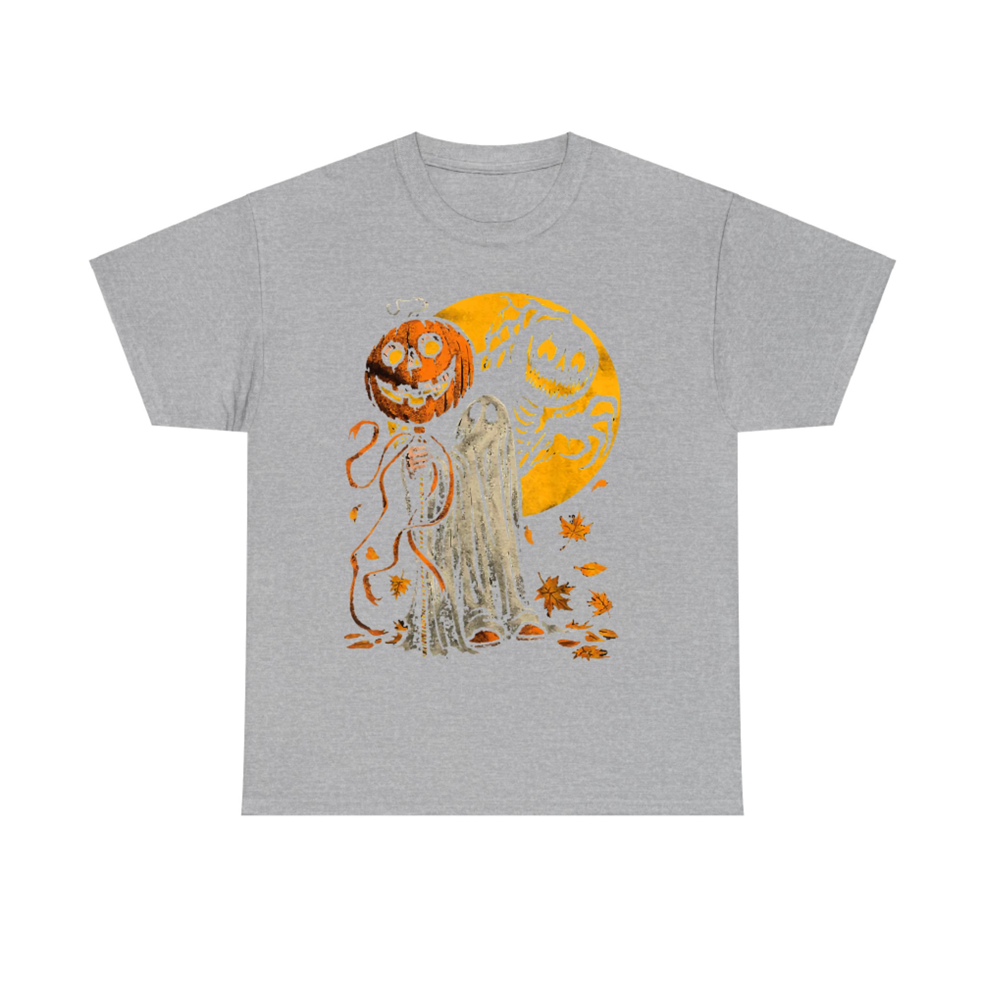 Halloween Pumpkin Ghost Autumn Leaves Graphic Art T-Shirt