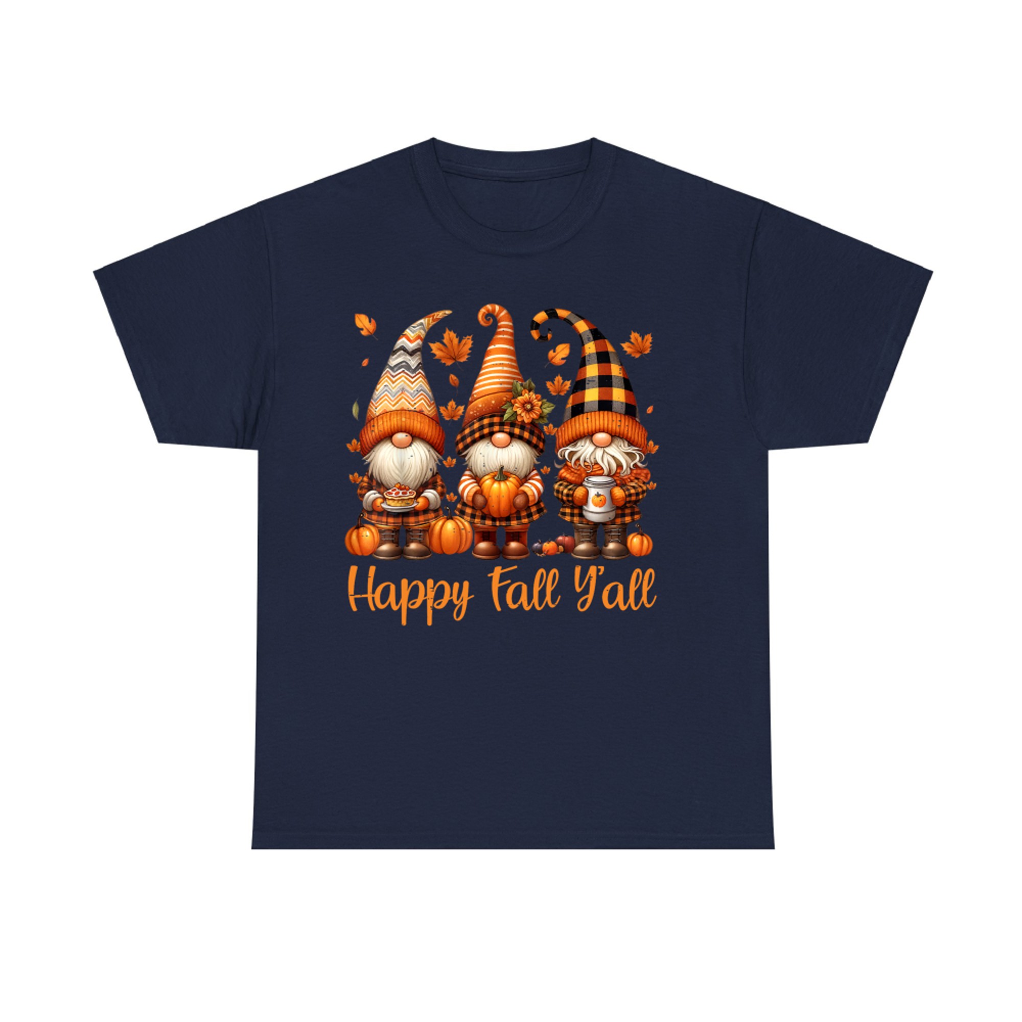 Happy Fall Y'all Gnome Pumpkin Autumn Thanksgiving T-Shirt