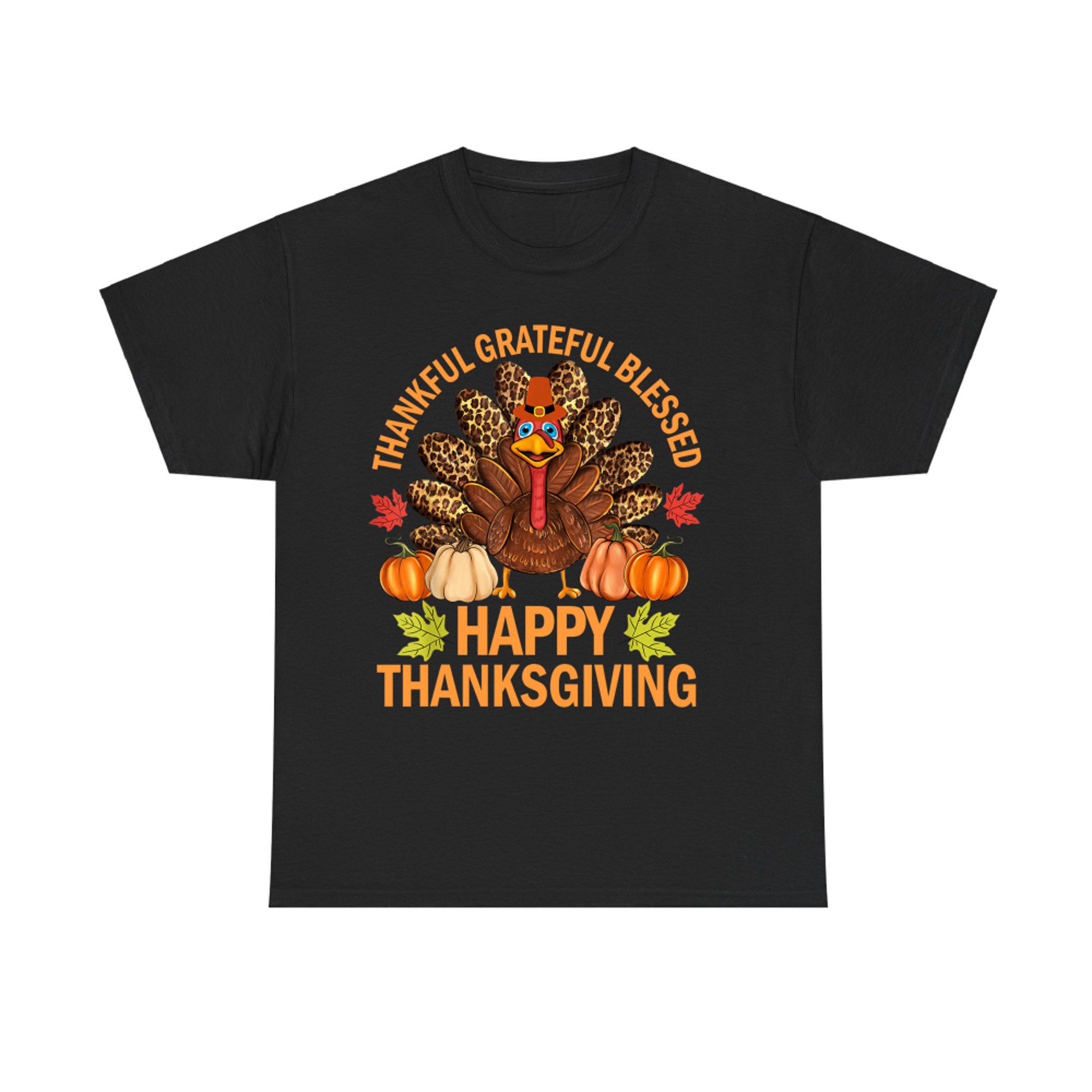 Happy Thanksgiving Funny Turkey Pumpkin Autumn Fall Family T-Shirt
