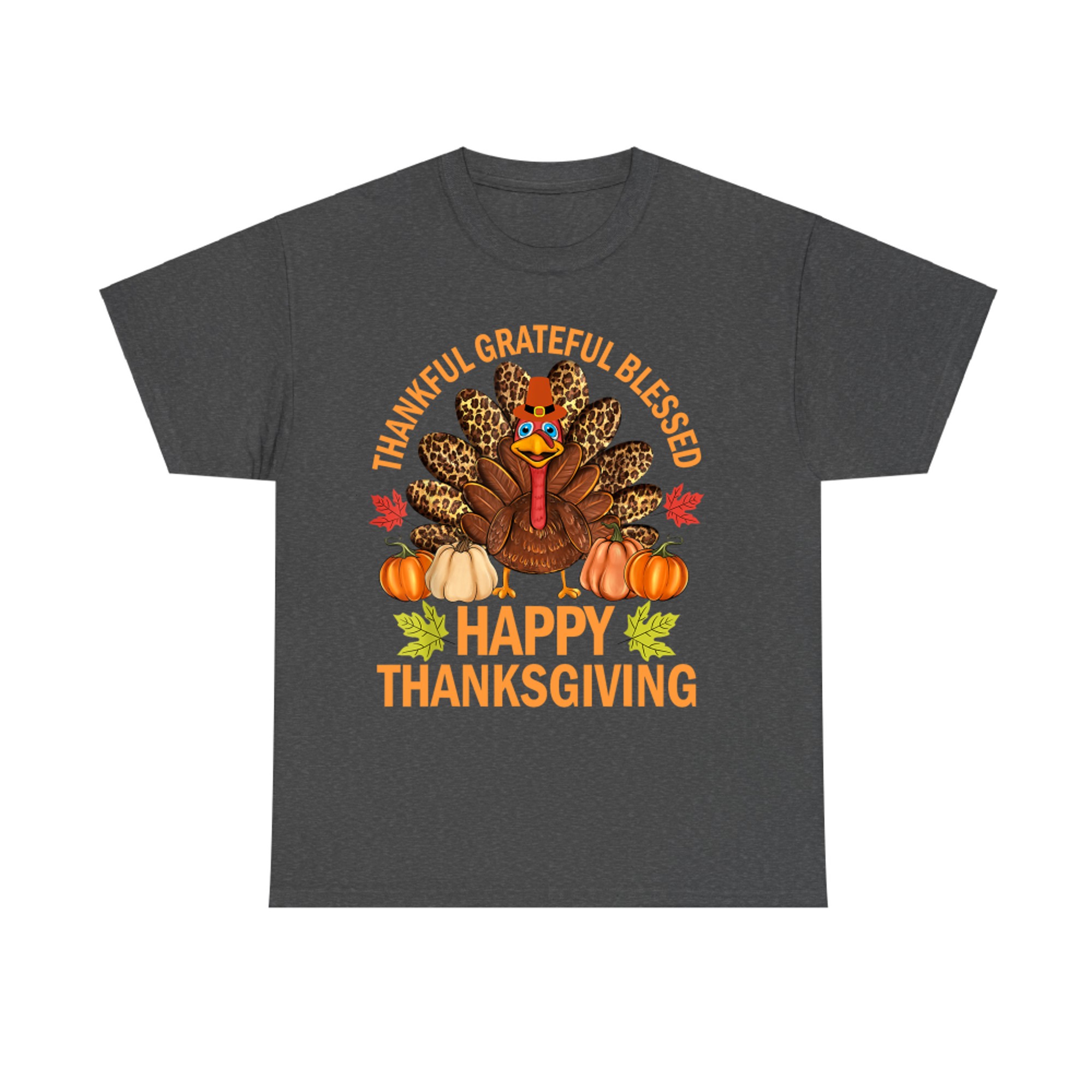 Happy Thanksgiving Funny Turkey Pumpkin Autumn Fall Family T-Shirt