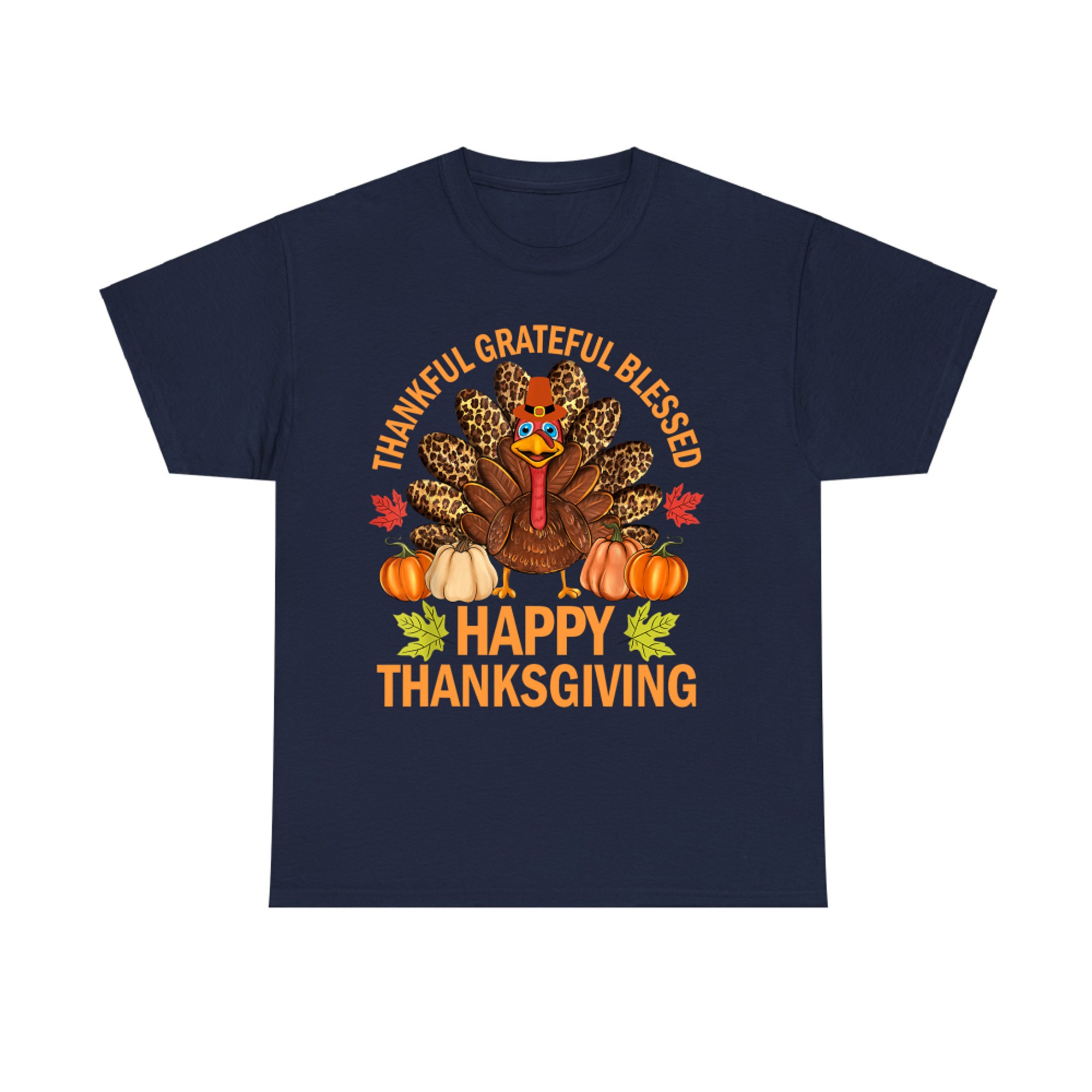 Happy Thanksgiving Funny Turkey Pumpkin Autumn Fall Family T-Shirt