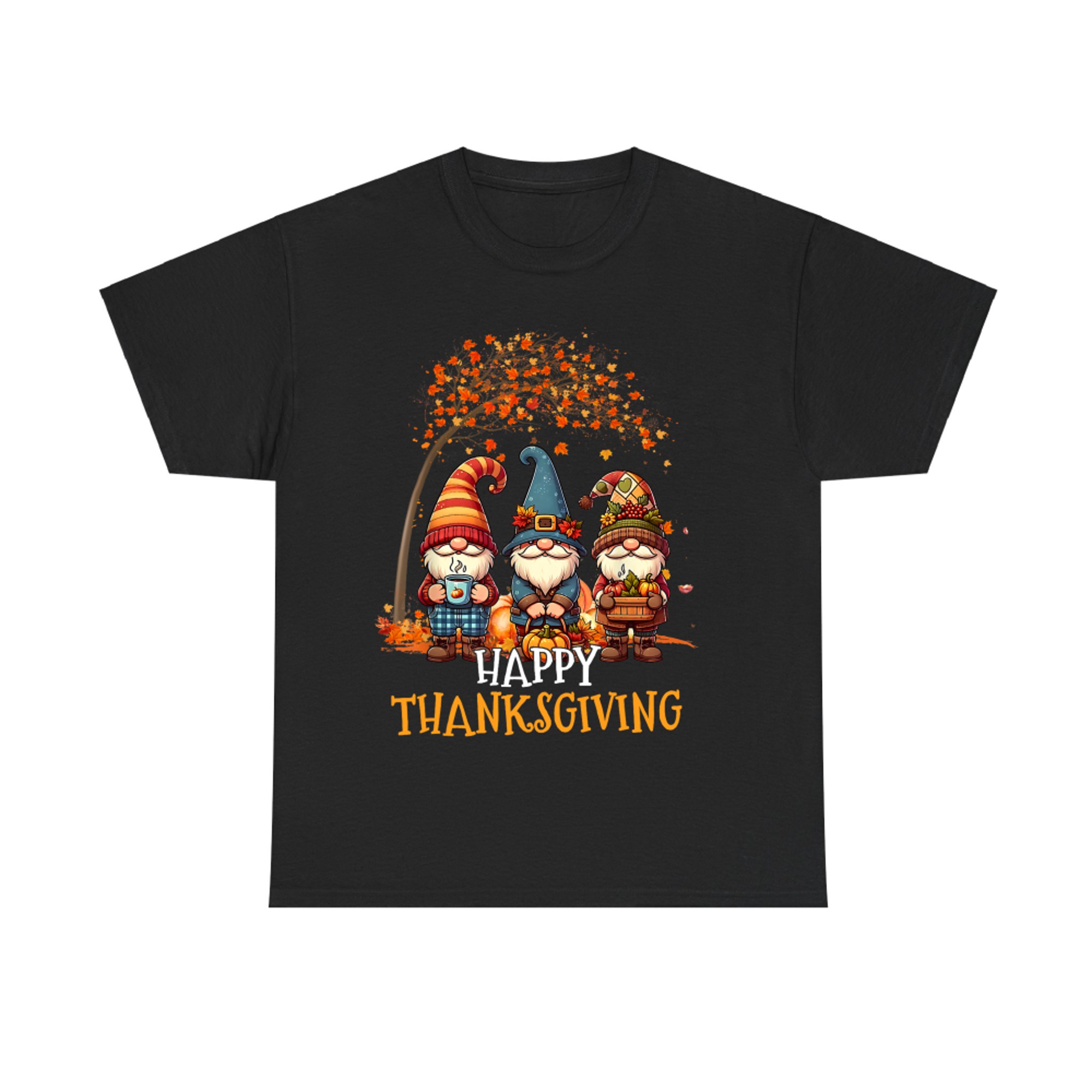 Happy Thanksgiving Gnomes Pumpkin Autumn Leaves T-Shirt
