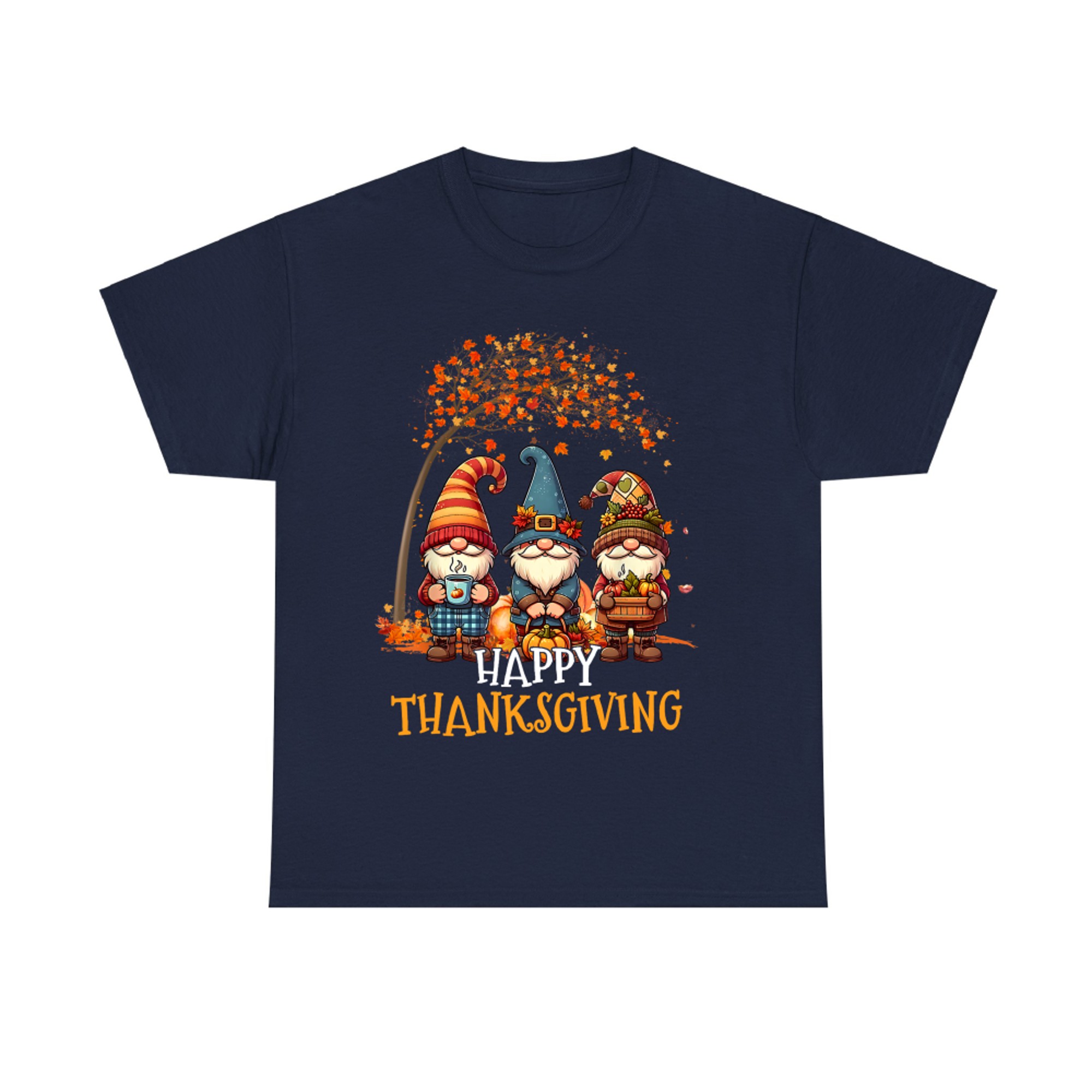 Happy Thanksgiving Gnomes Pumpkin Autumn Leaves T-Shirt